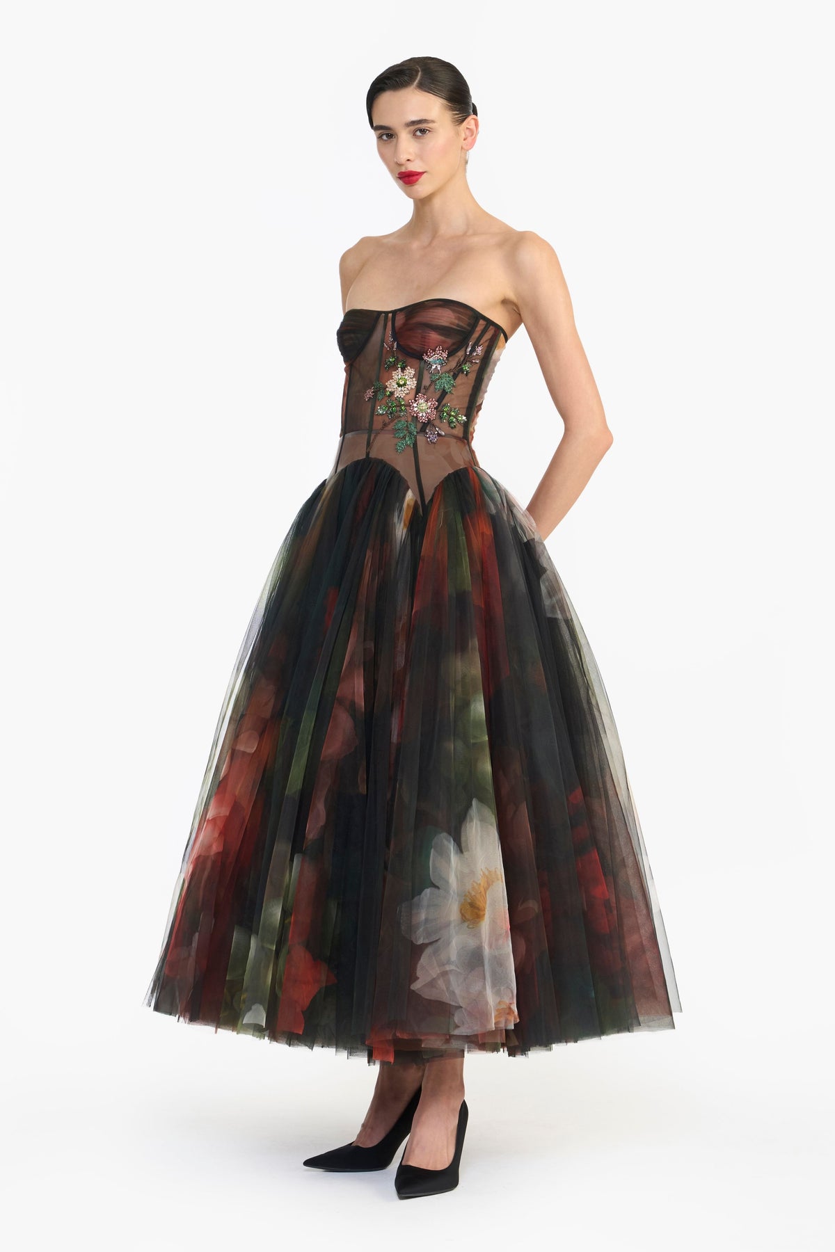 Drop Waisted Corseted Midi