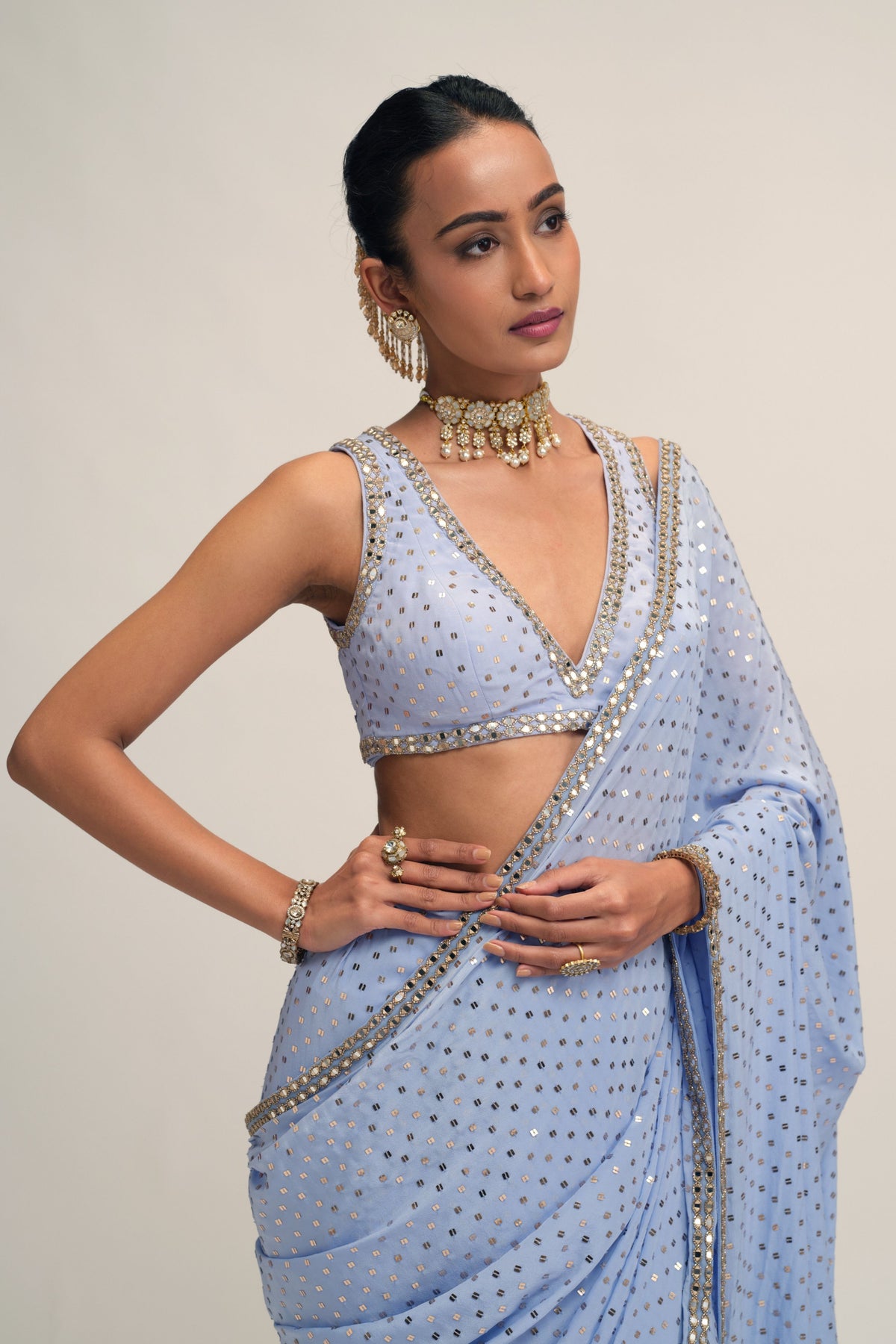 Dew Embroidered Saree Set