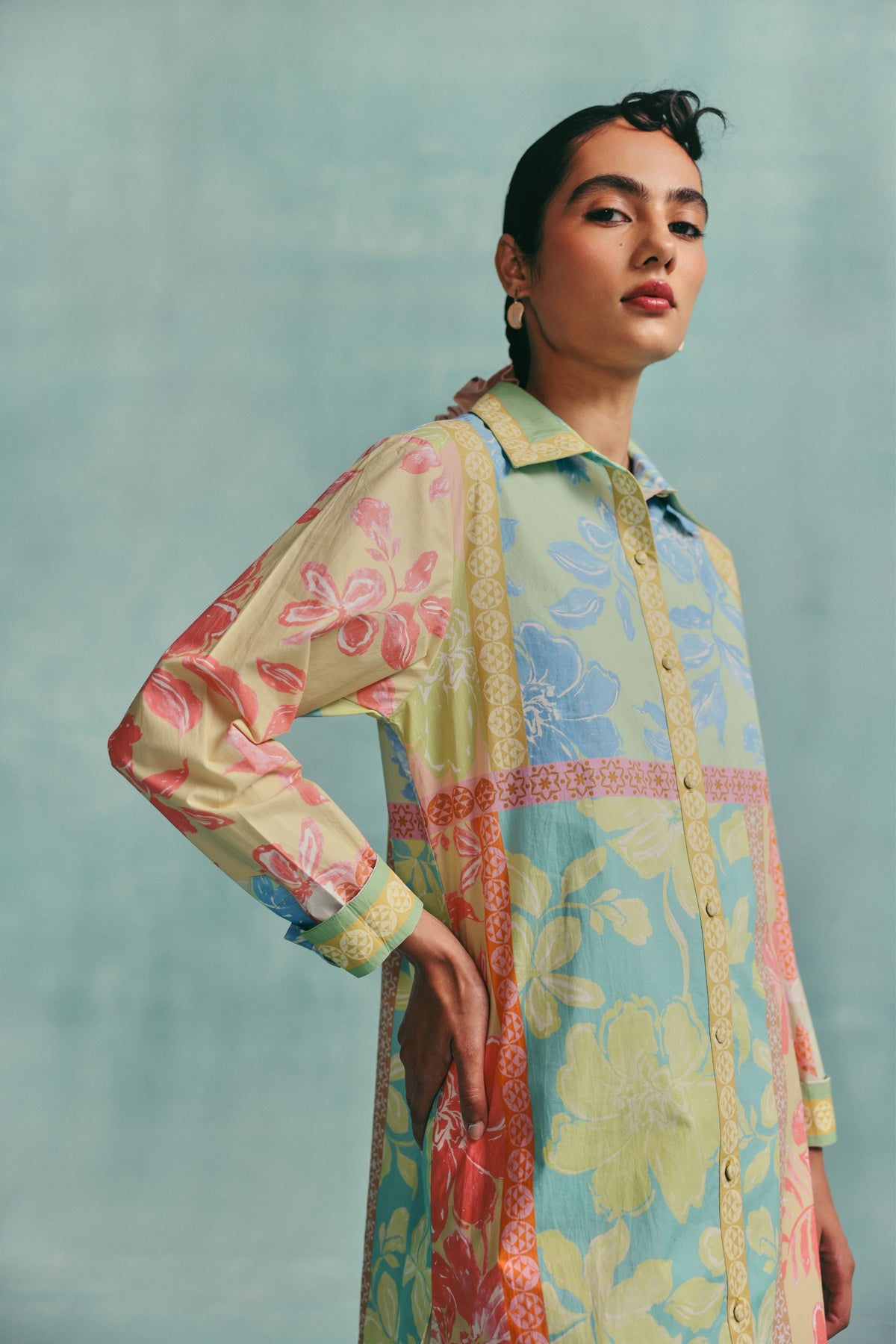 Patchwork Collared Kurta Set