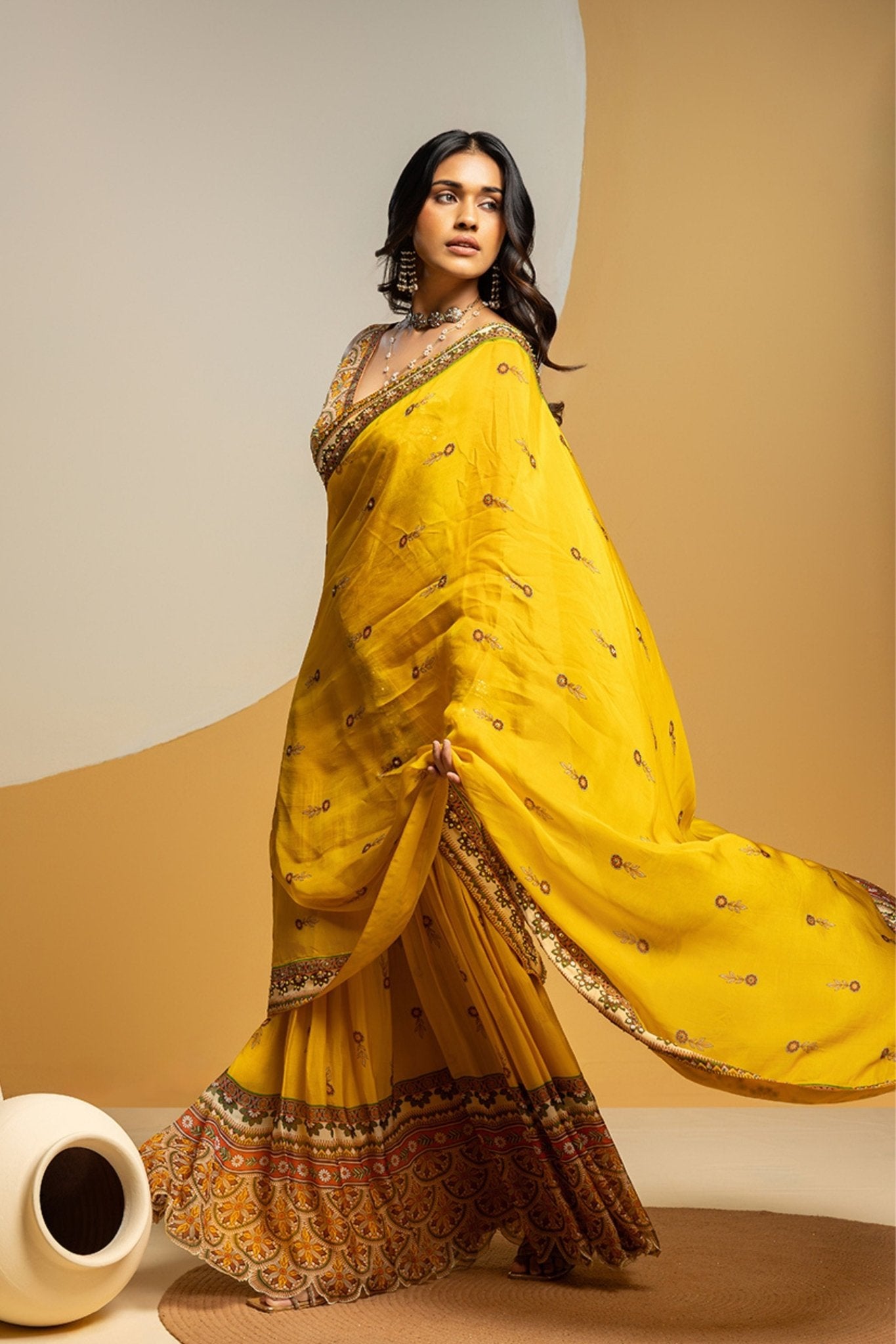 Taarani Pre - Stitched Saree Set - Sougat Paul - Elahe