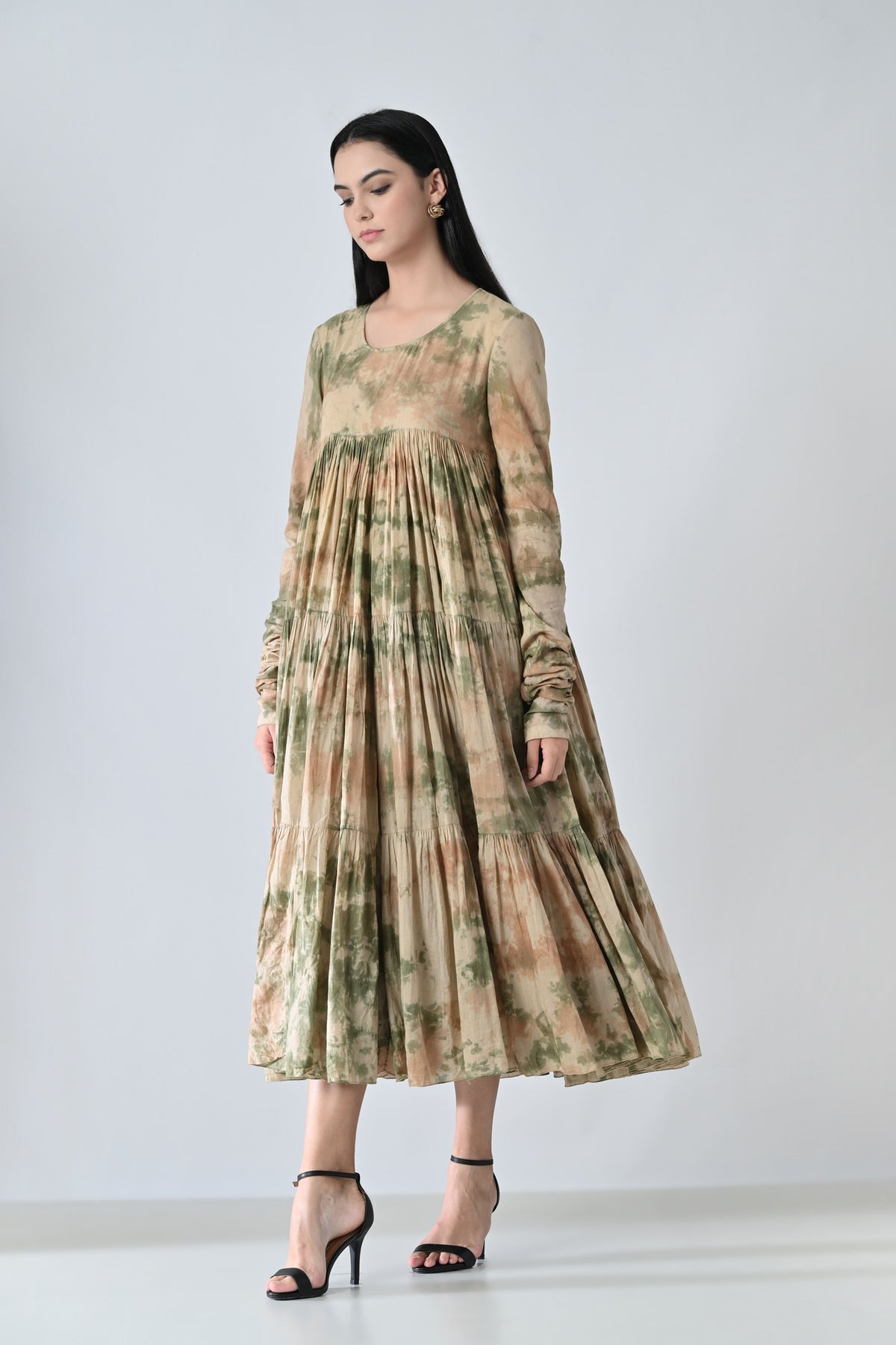 Beige Mist Tiered Midi Dress