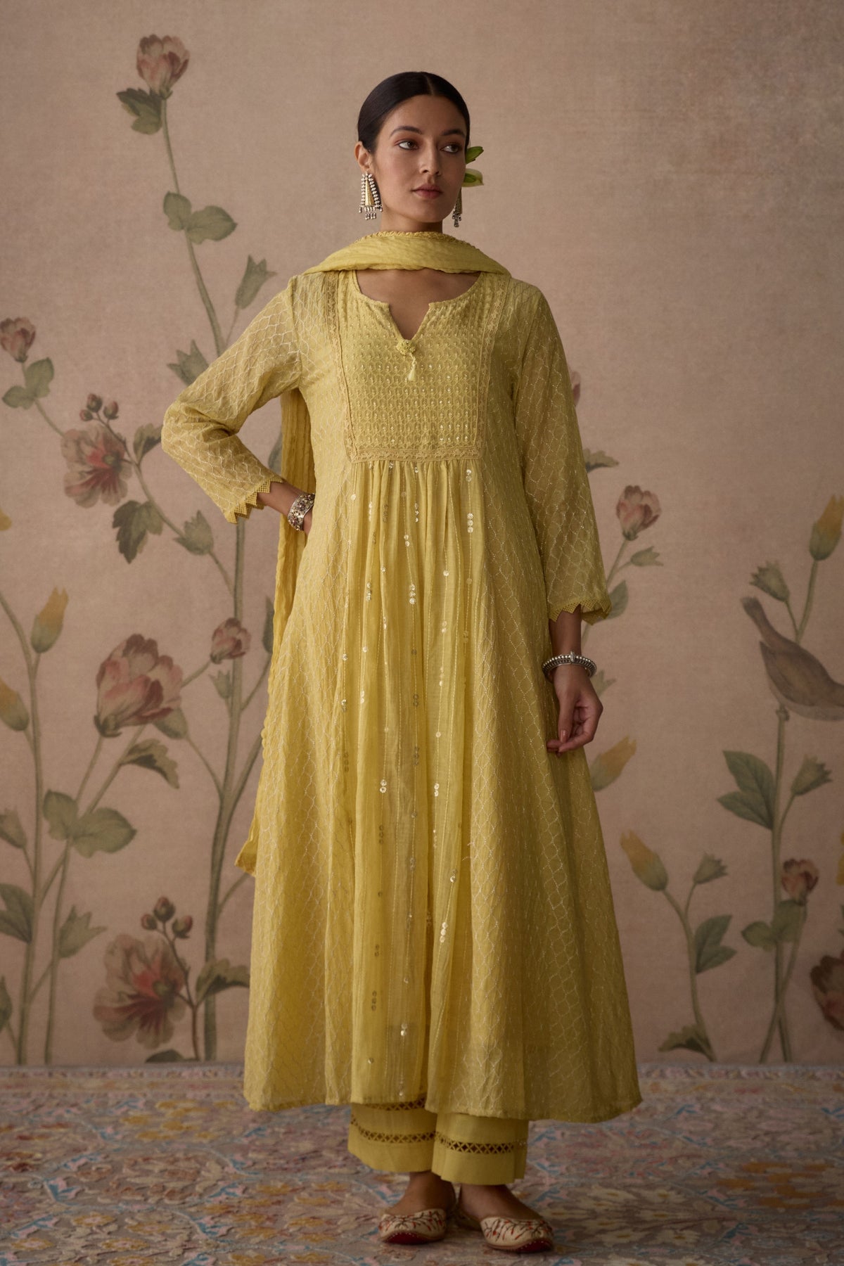 Lemon Yellow A-line Kurta Set