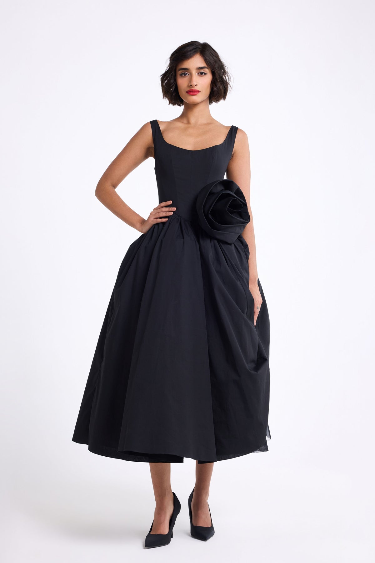Black U-Neck Midi