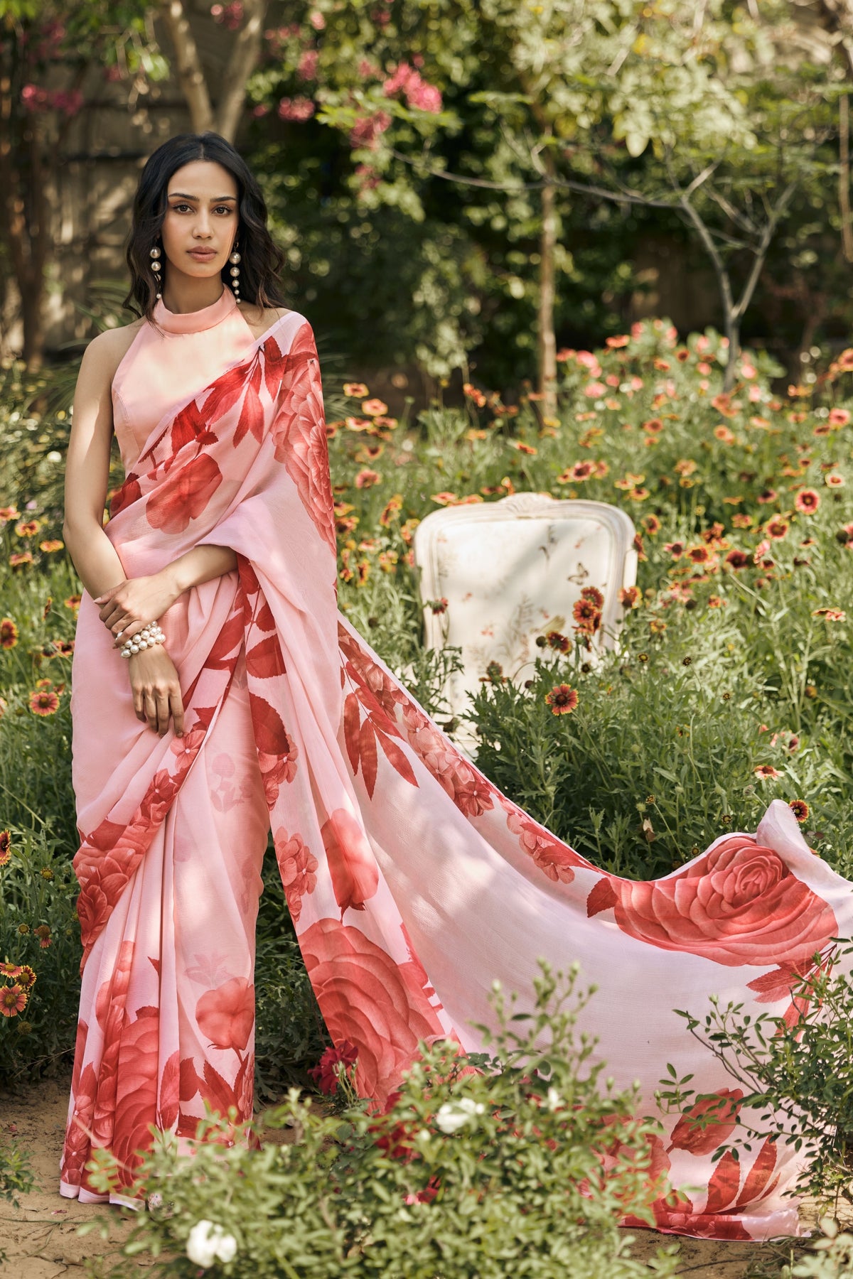 Diana Peach Saree