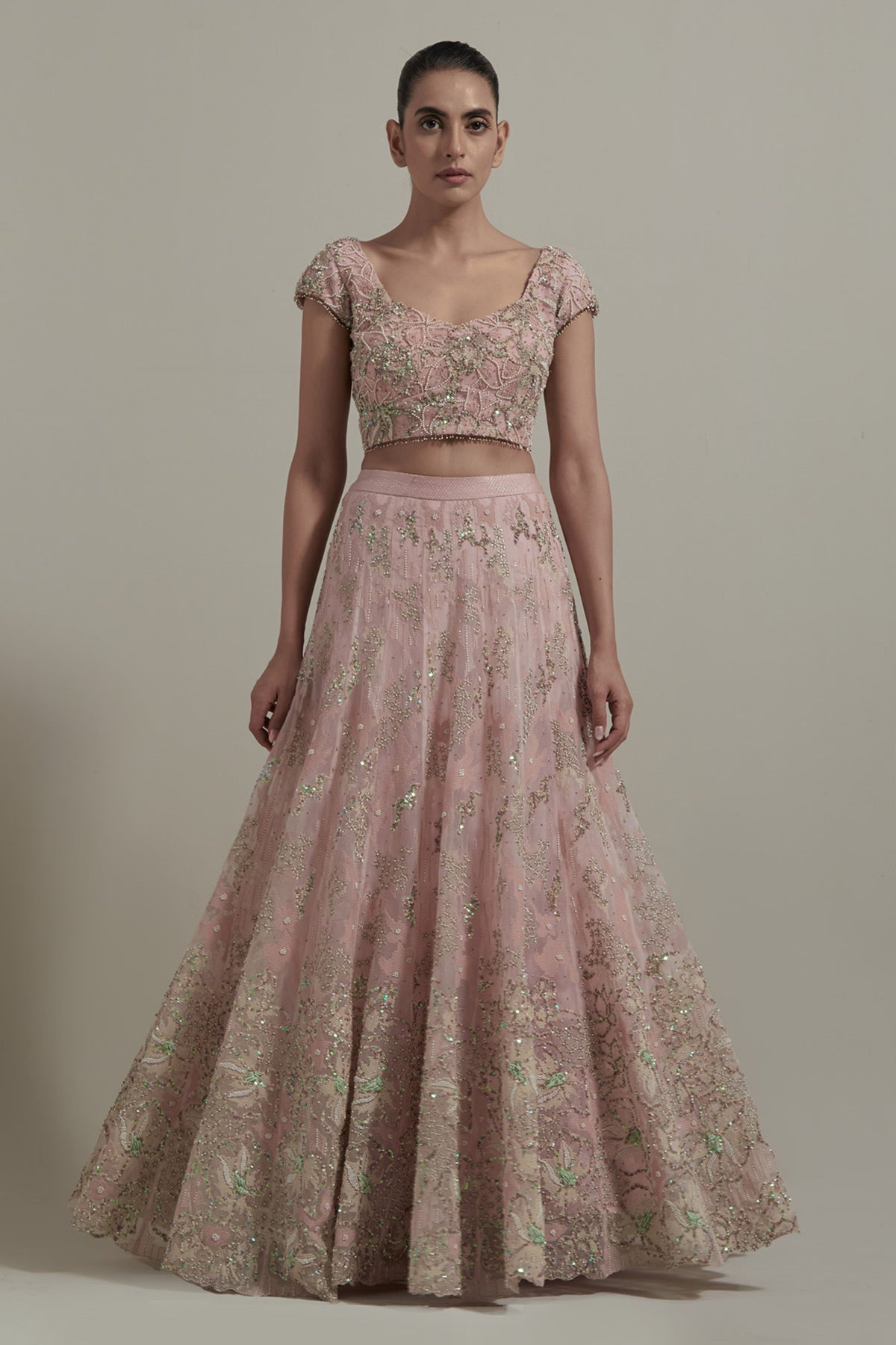 Pink Embroidered Lehenga Set