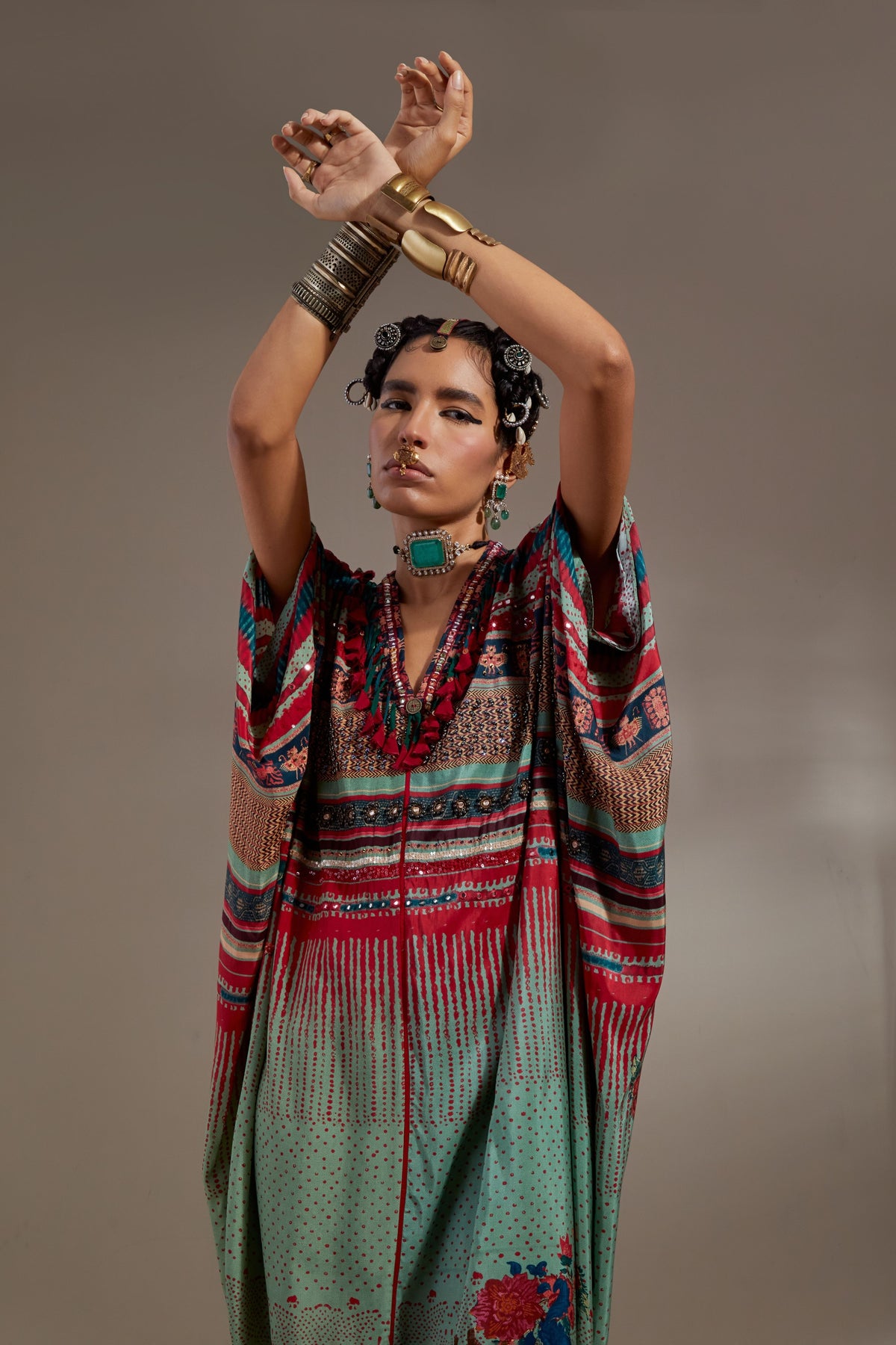Ash Green Vayu Kaftan Jumpsuit