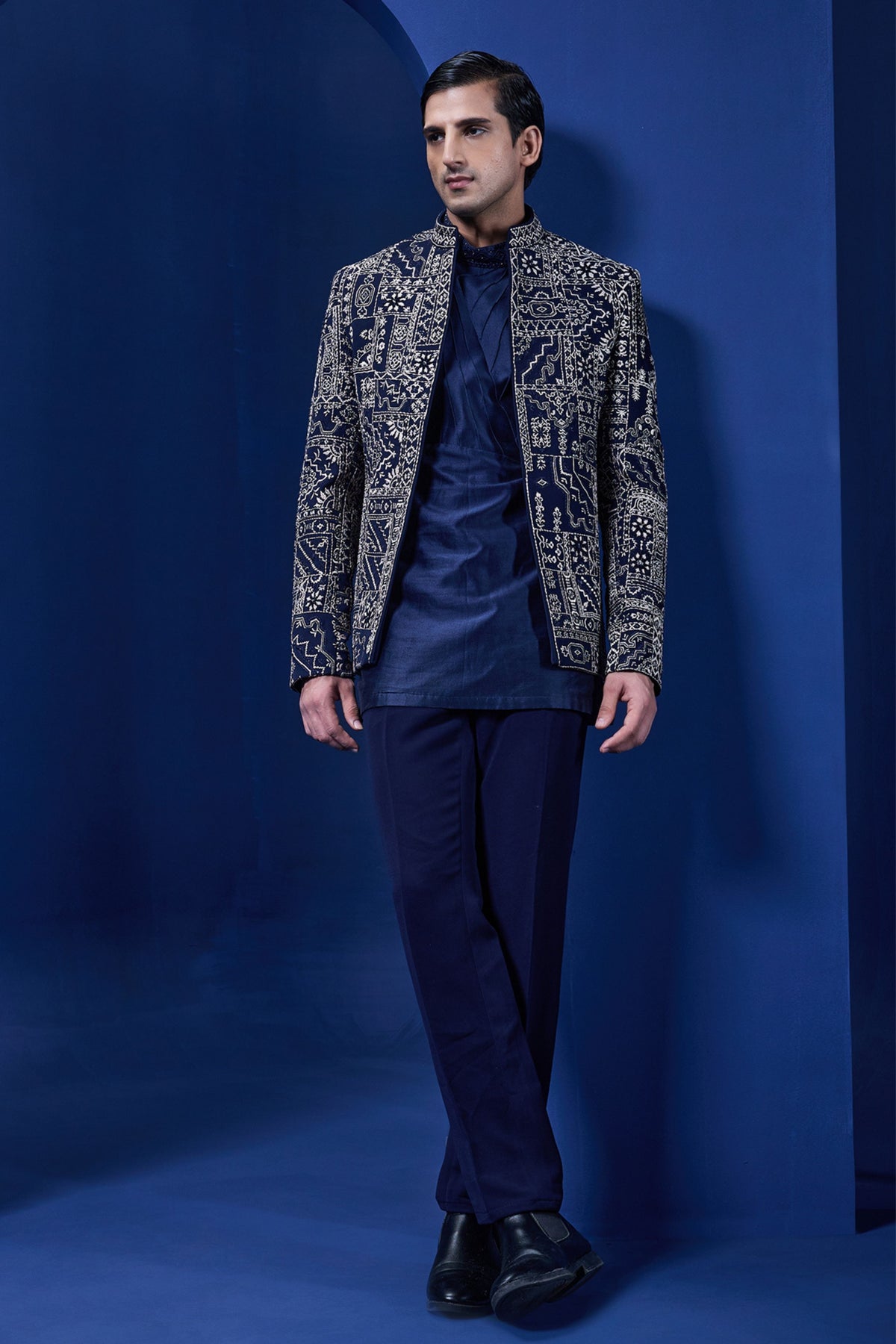 Elegant Navy Jacket Set