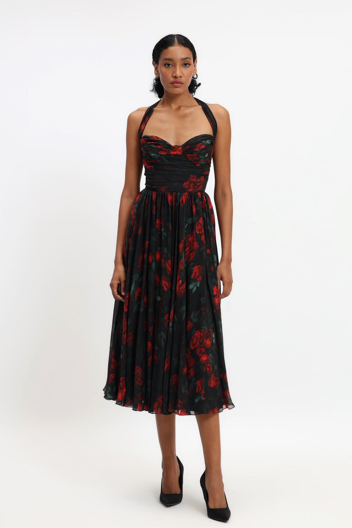 Red Rose Draped Dress