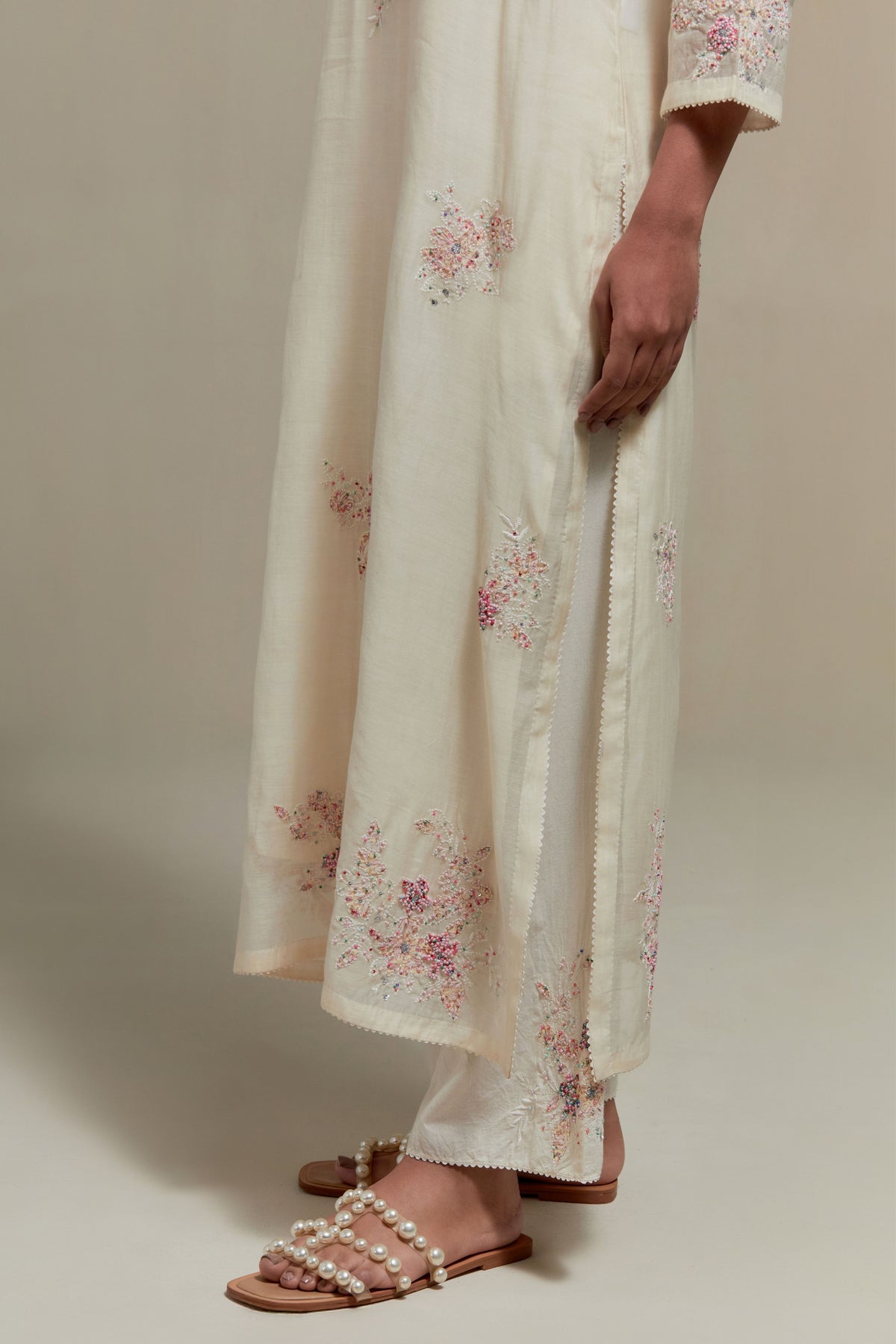 Pink Round Neck Kurta Set