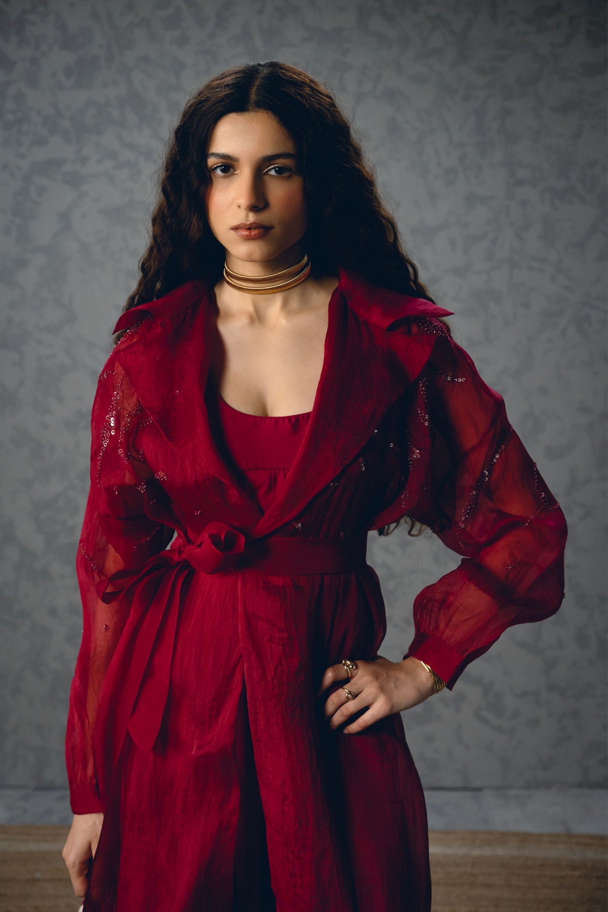 Nami Maroon Jacket Set
