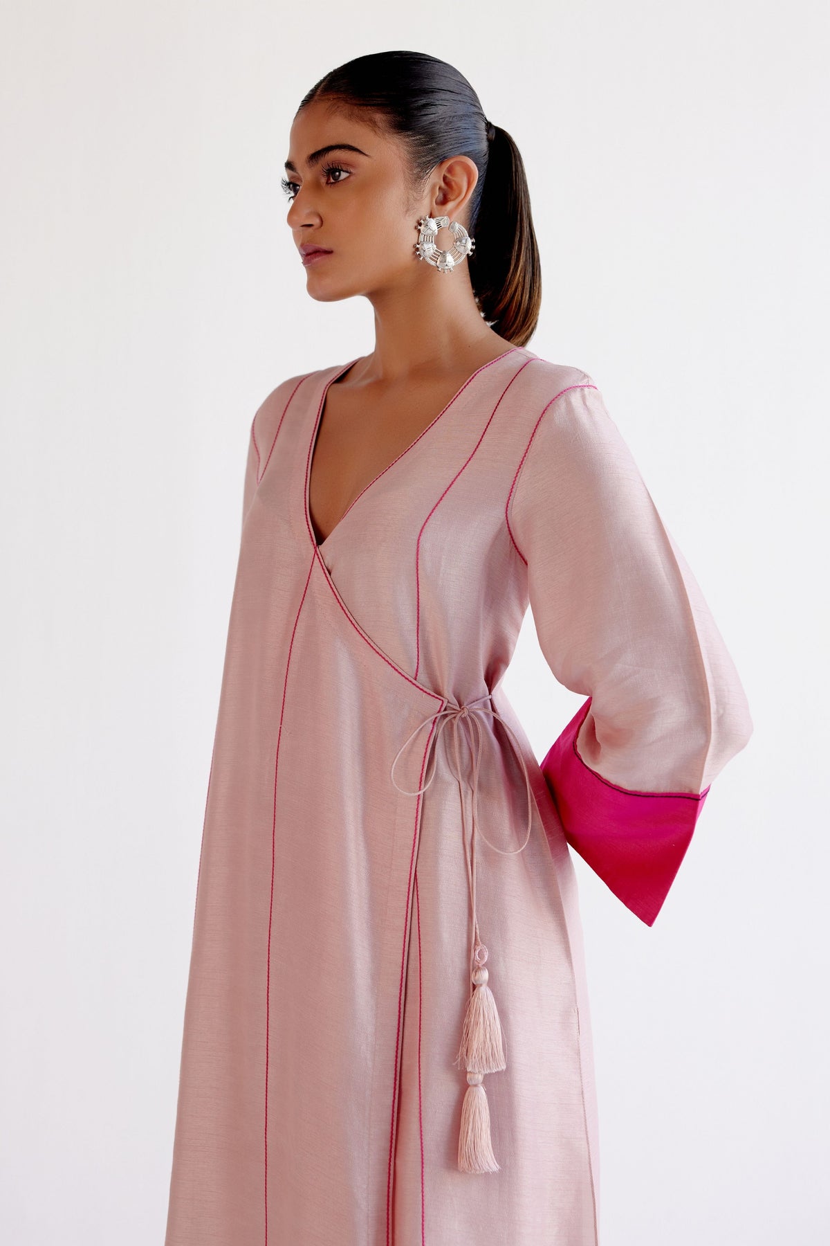 Blush Pink Angrakha Kurta Set