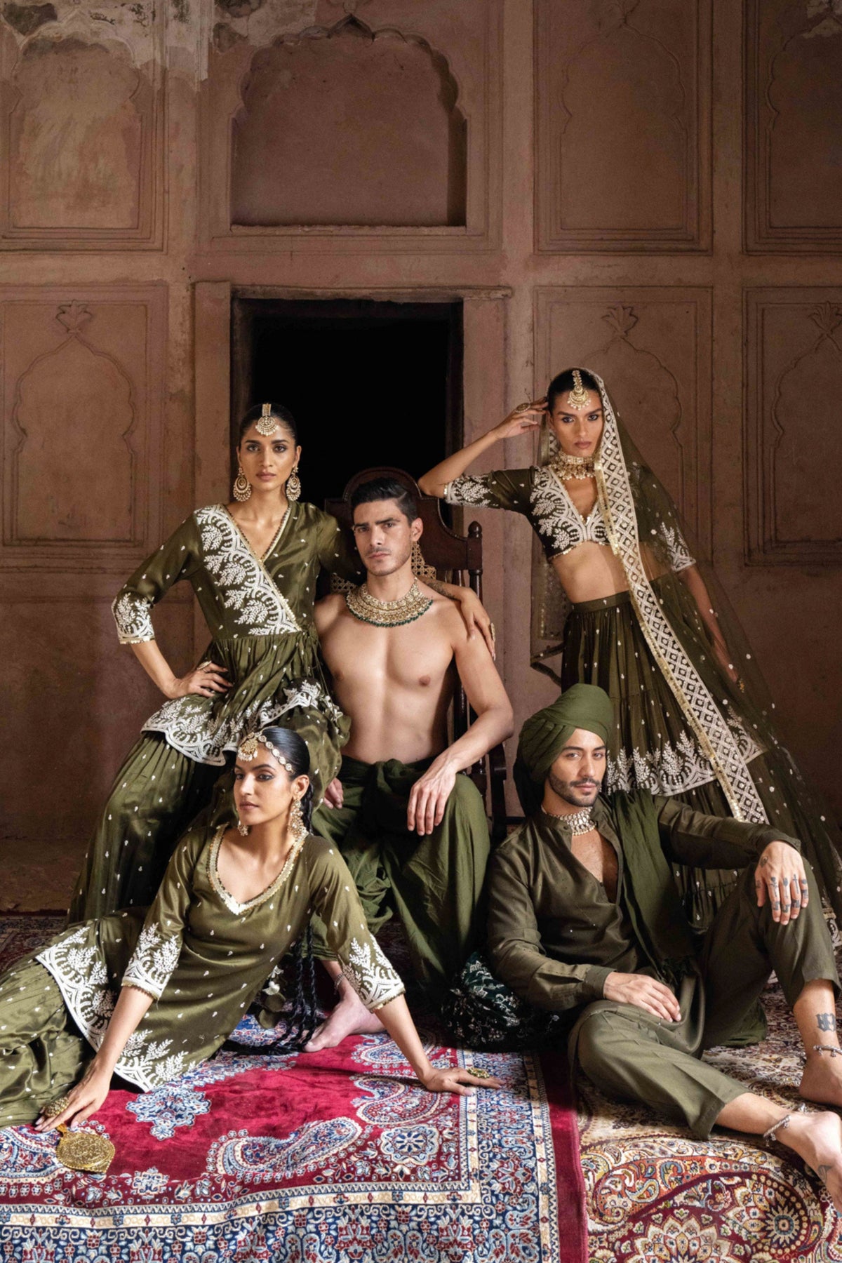 Olive Maharani Forest Lehenga Set