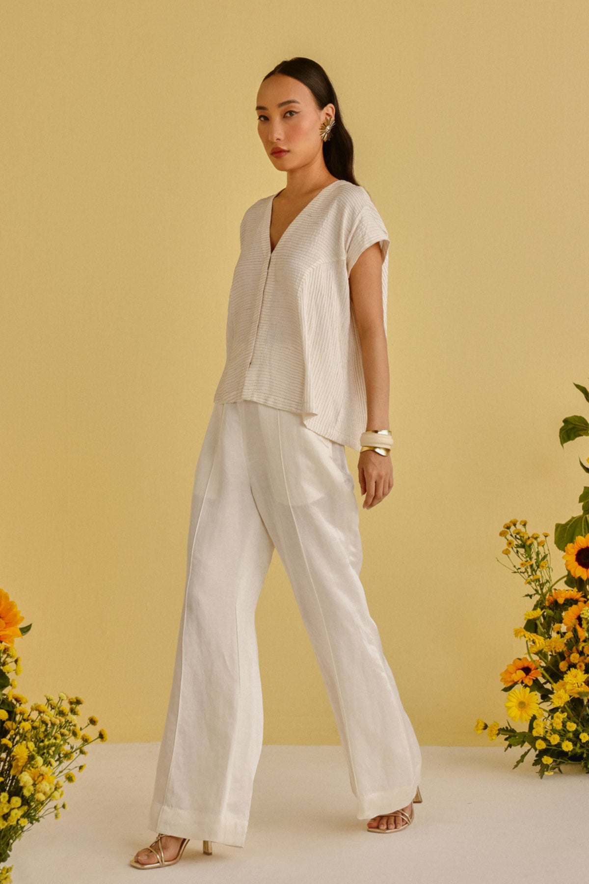 Pintuck Gilet With Pants