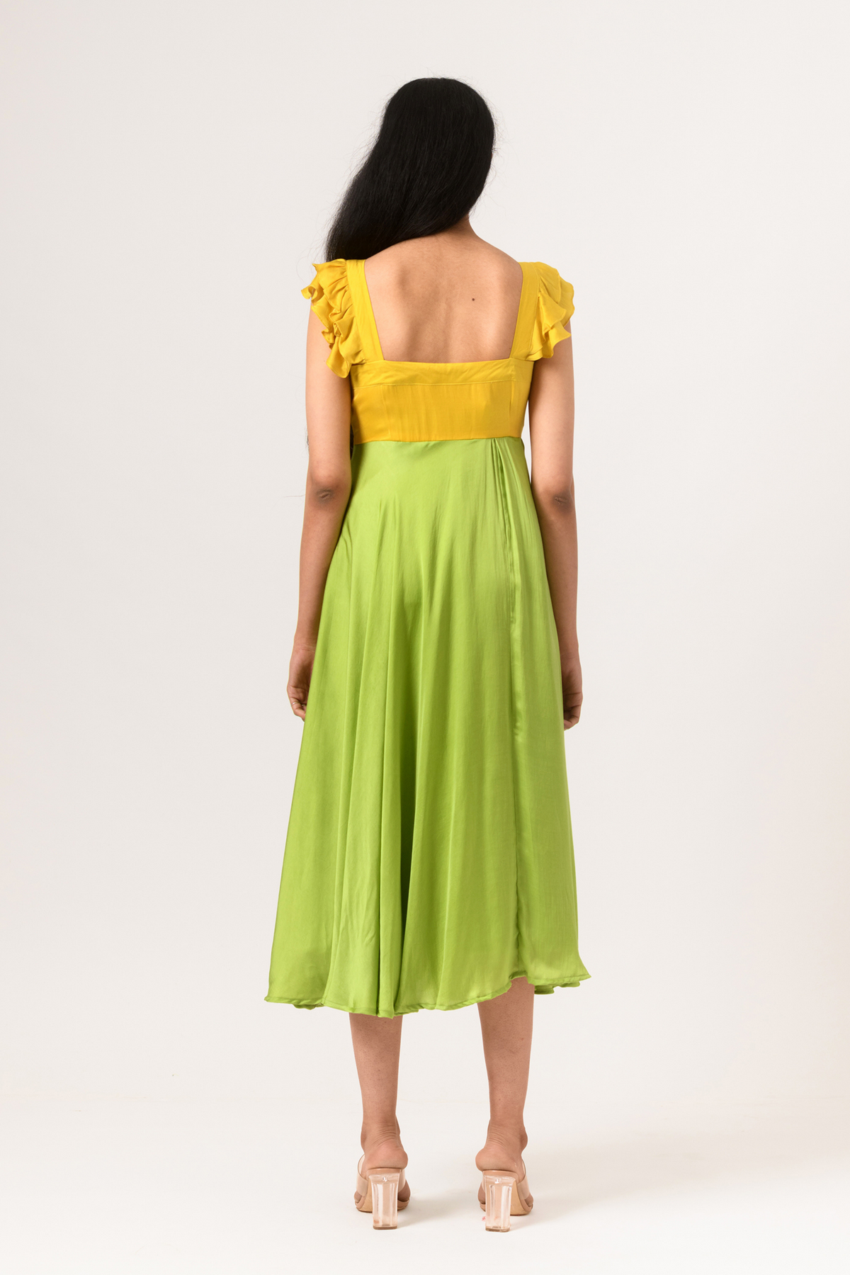 Yellow green umbrella dress