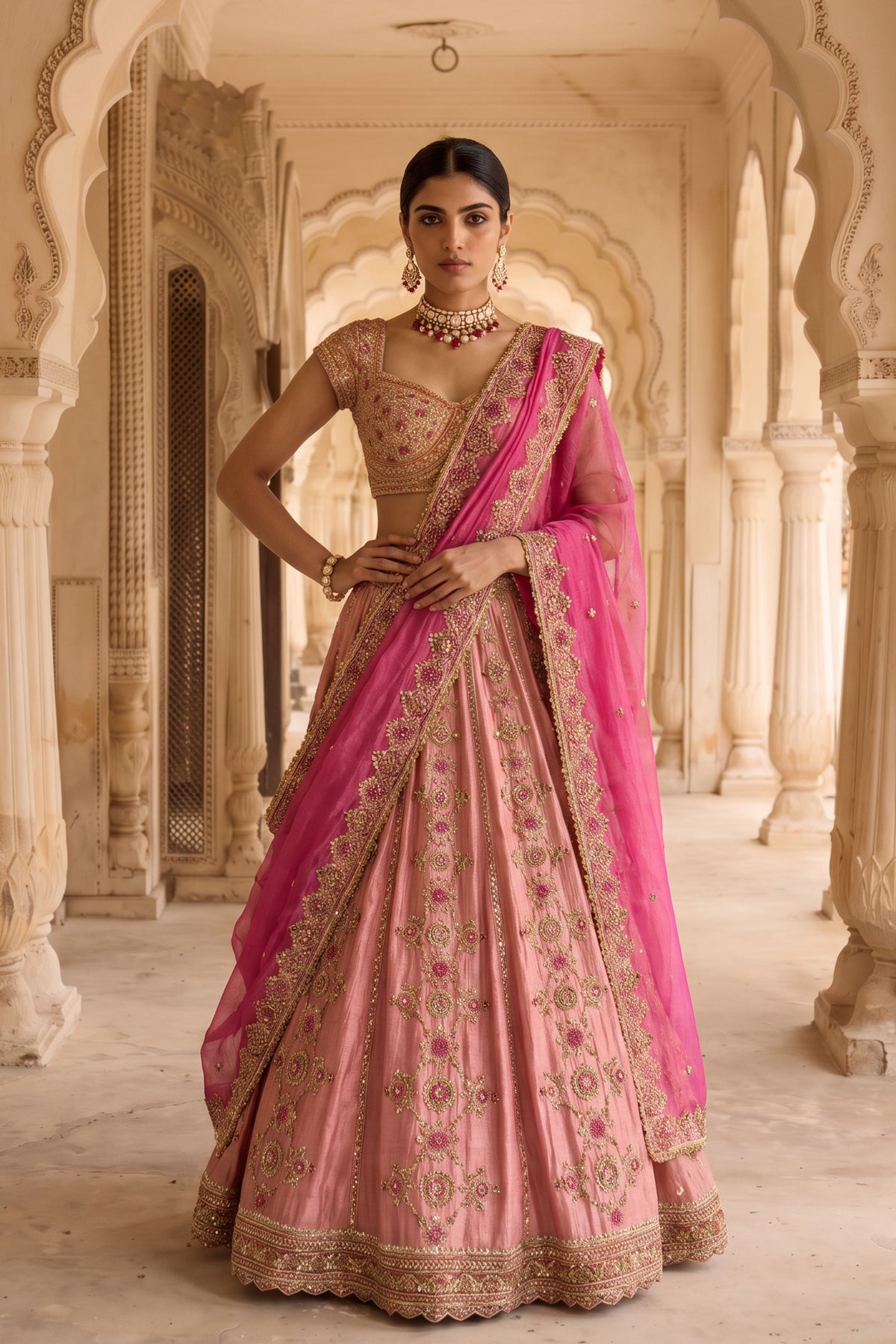 Gulab Jadau Lehenga Set