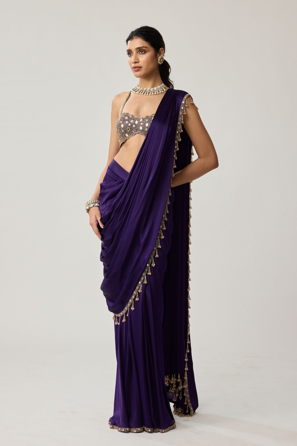 Royalty Purple Draped Saree Set