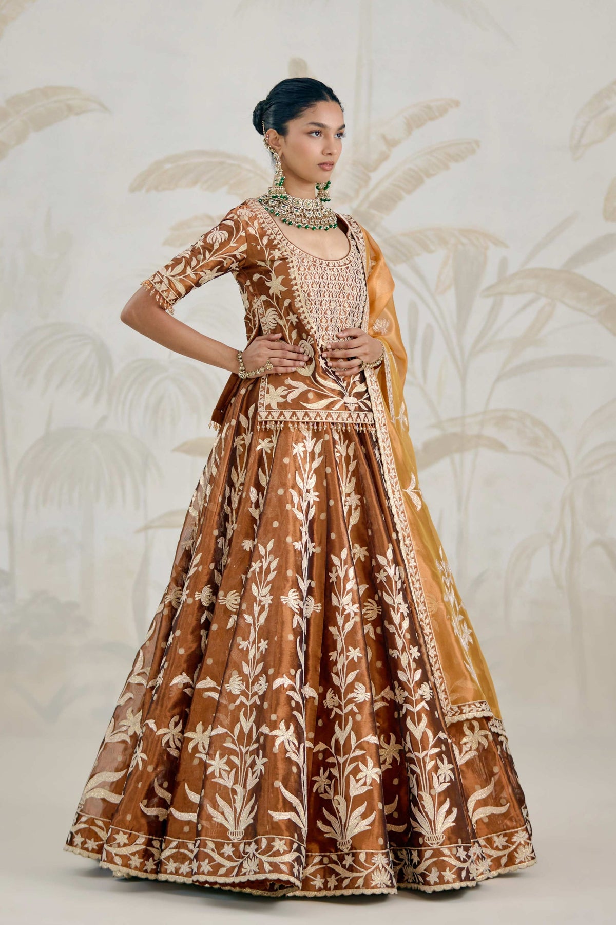Coffee Brown Kurti-lehenga Set
