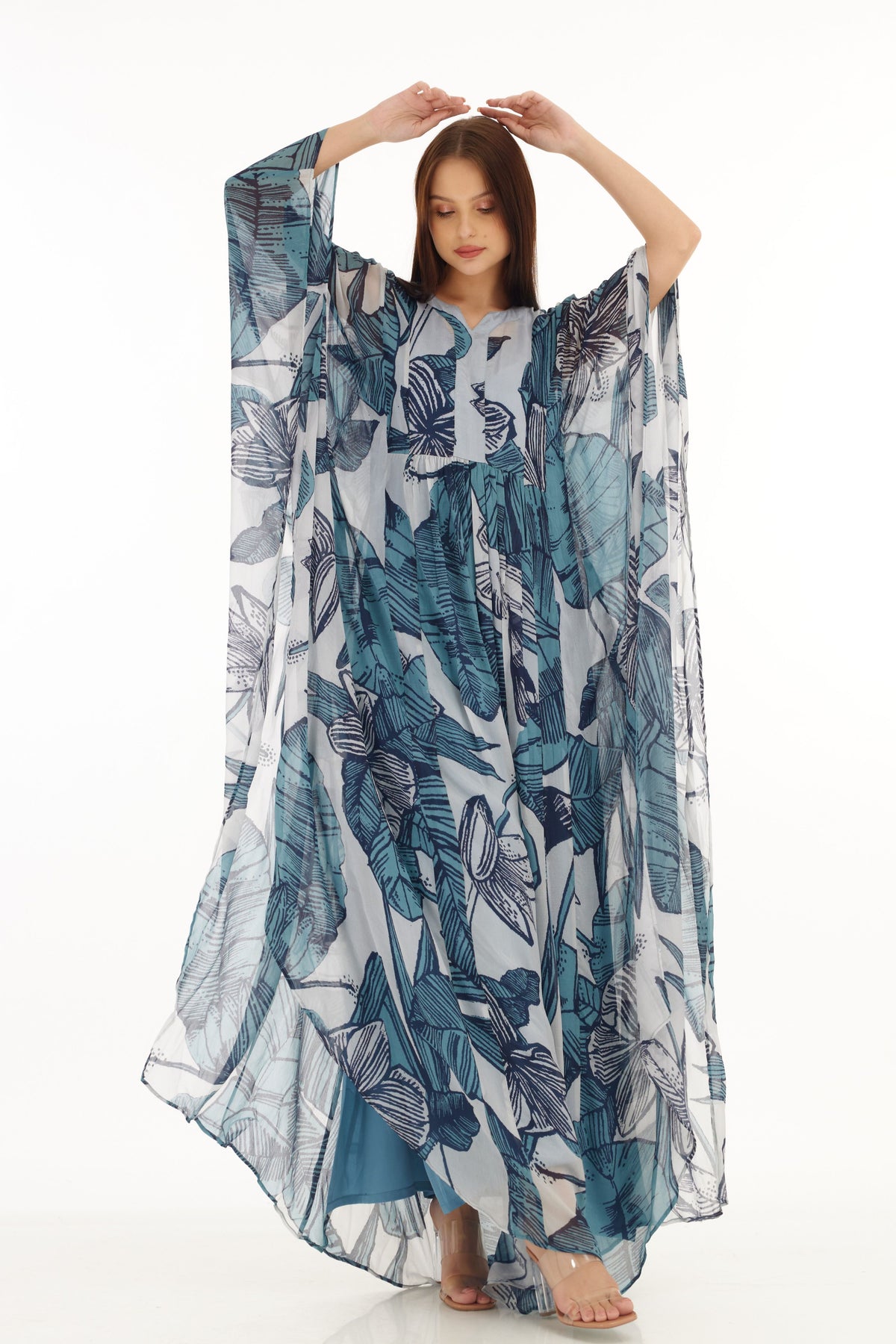 Blue and White Kaftan Dress