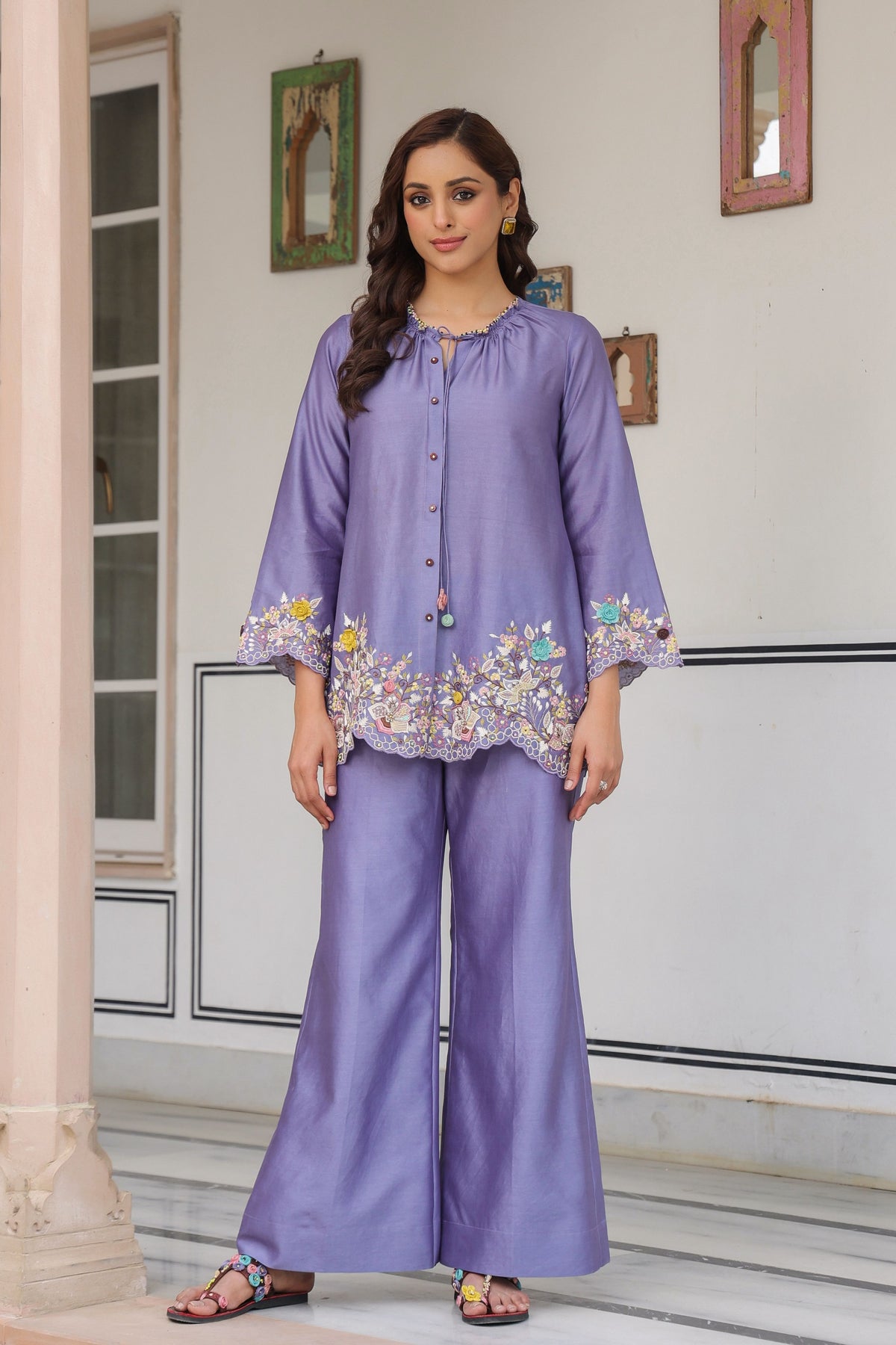 Gulzar Lilac Scallop Co-ord Set