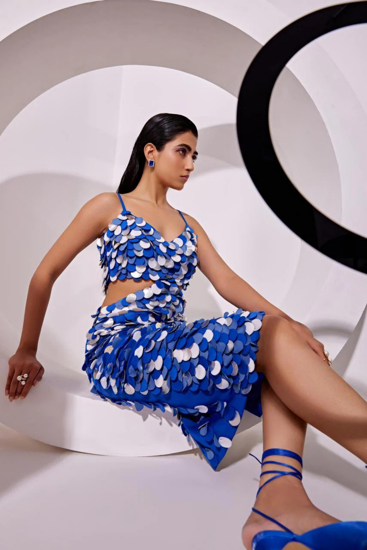 Disco Circle Applique Side Cut Out Dress