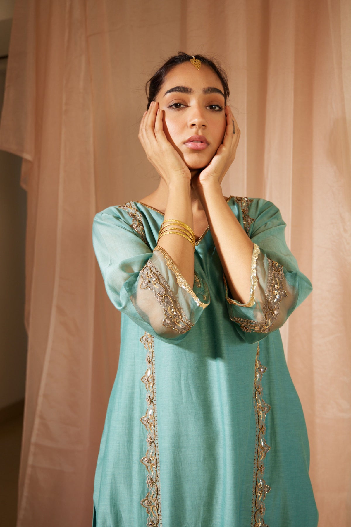 Blue Abir Kurta