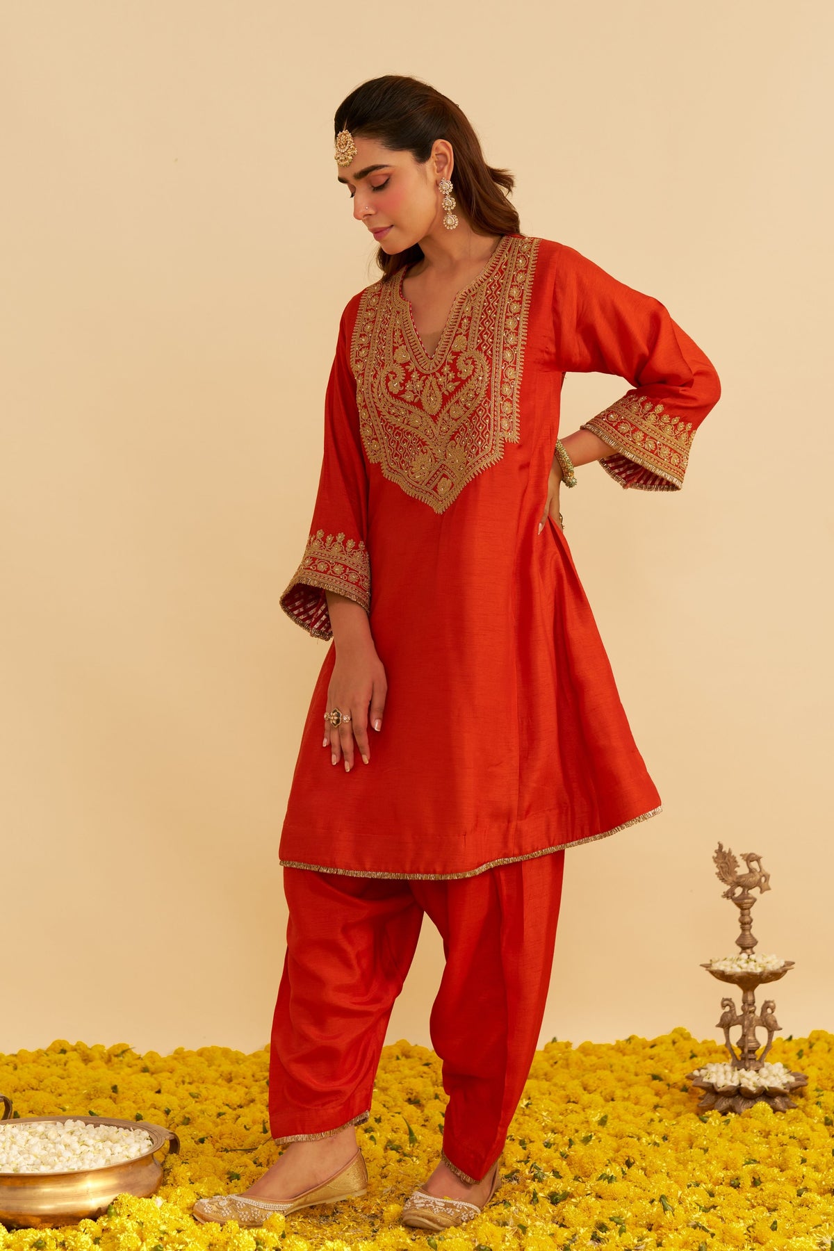 Mehza Orange Salwar Set