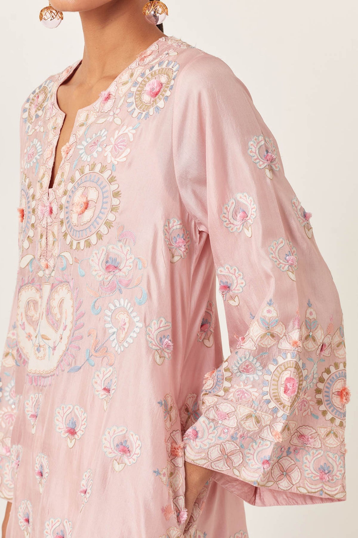 Pink Silk Straight Kurta Set