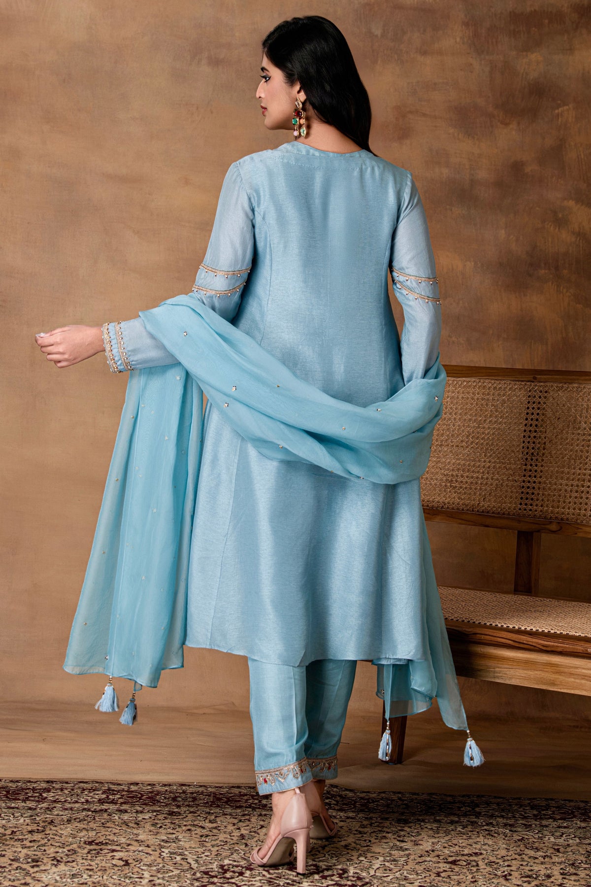 Metallic Pastel Blue Kurta Set