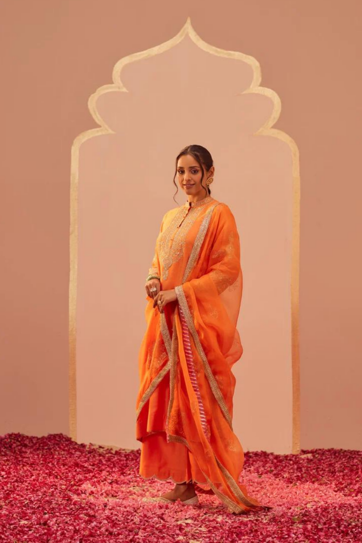 Zaniab Orange Long Kurta Set
