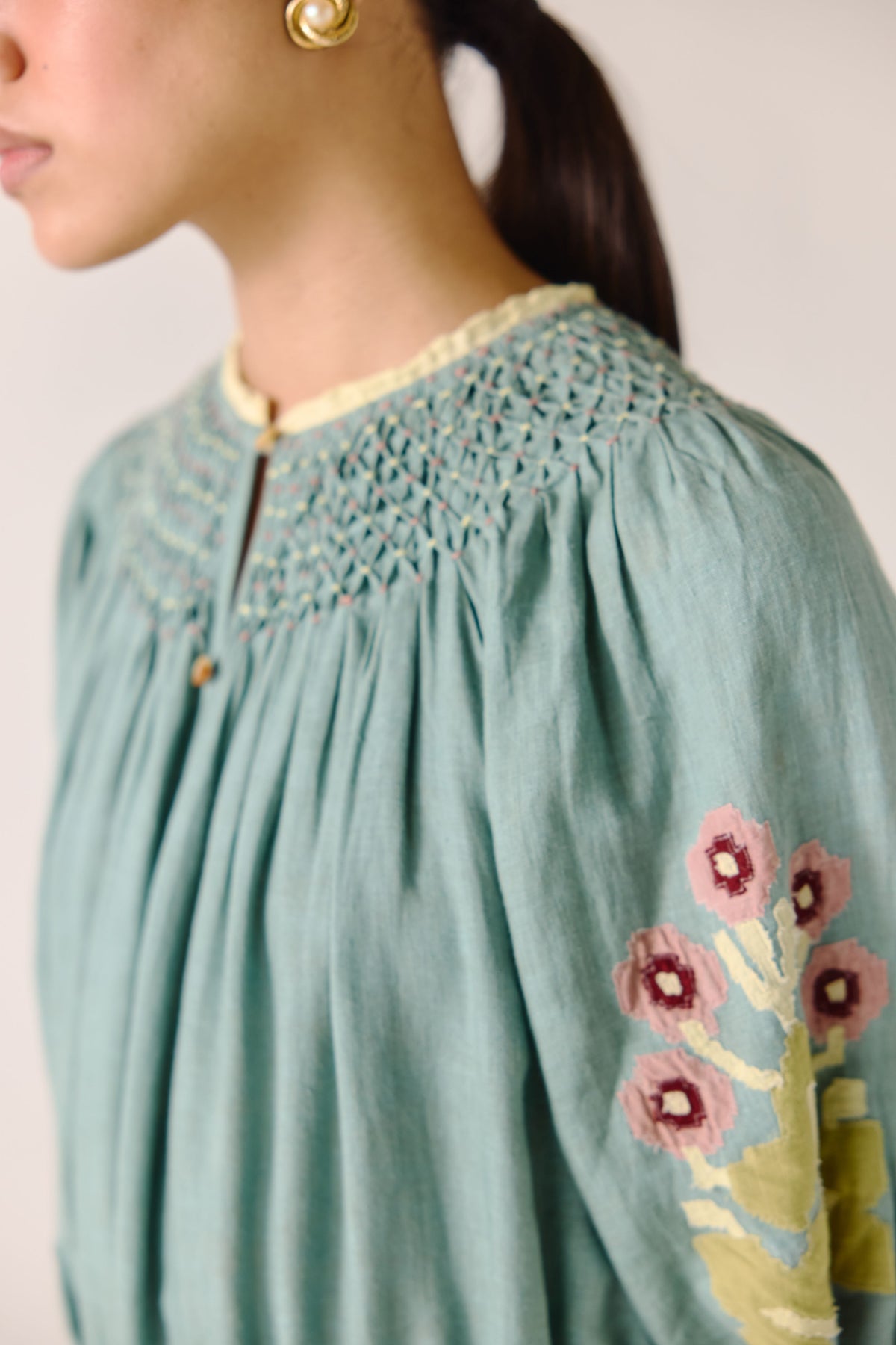 Pale Blue Pixel Applique Edith Dress