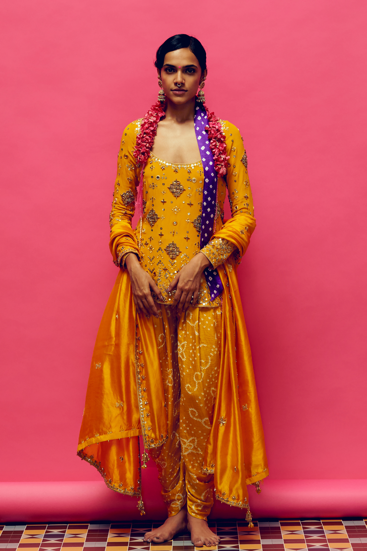 Mustard Short Kurta Set