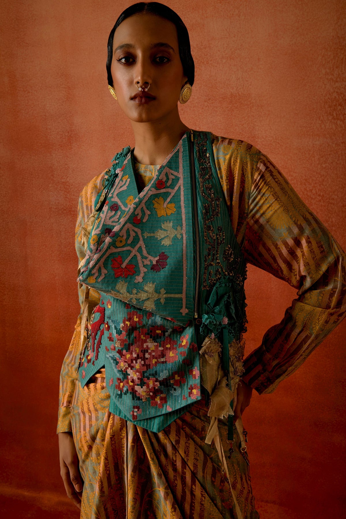 Embroidered Racerback Jacket Dress