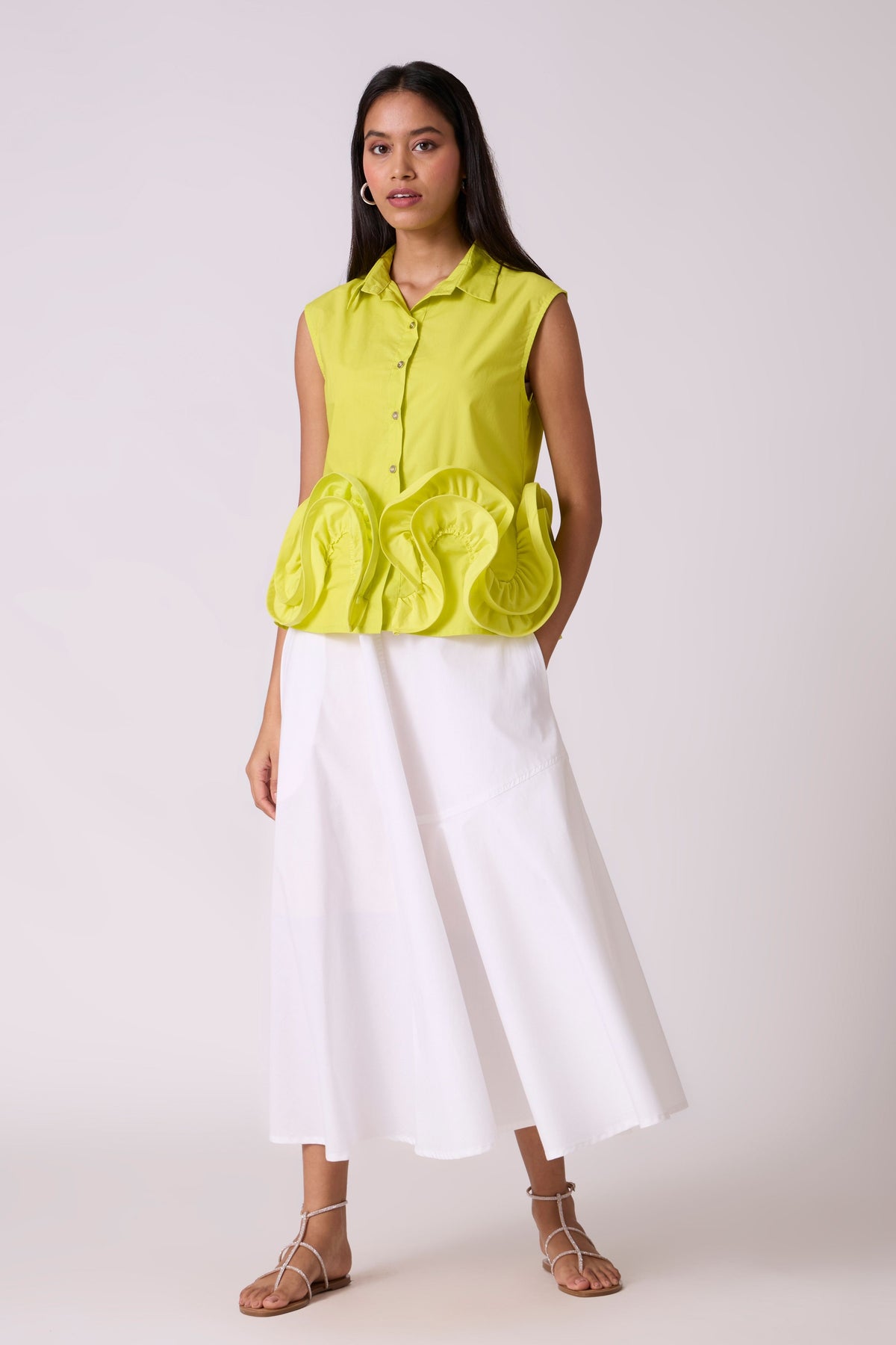 Oliana Sleeveless Sulphur Lime Shirt