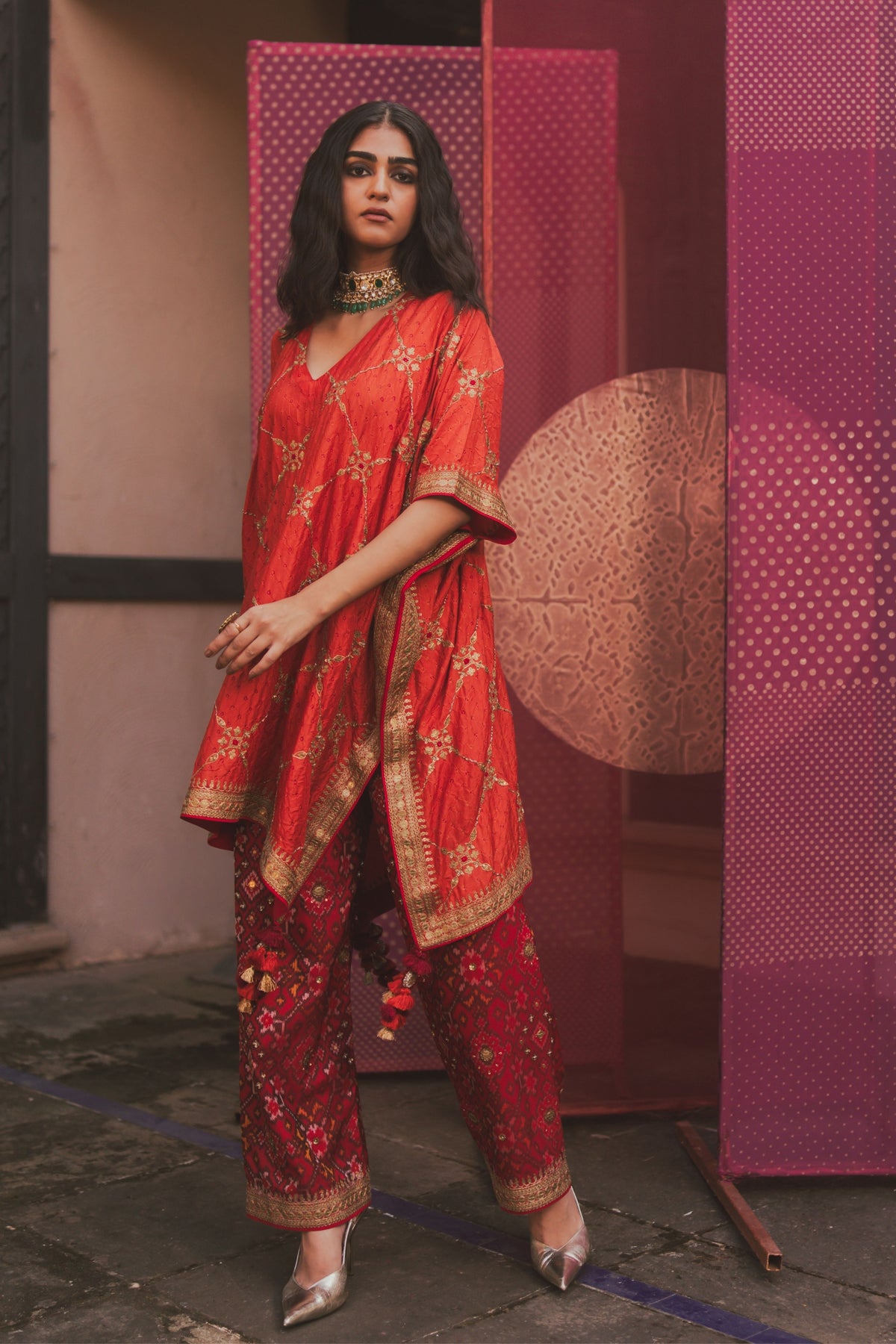 Shruti Rust Kaftan Set