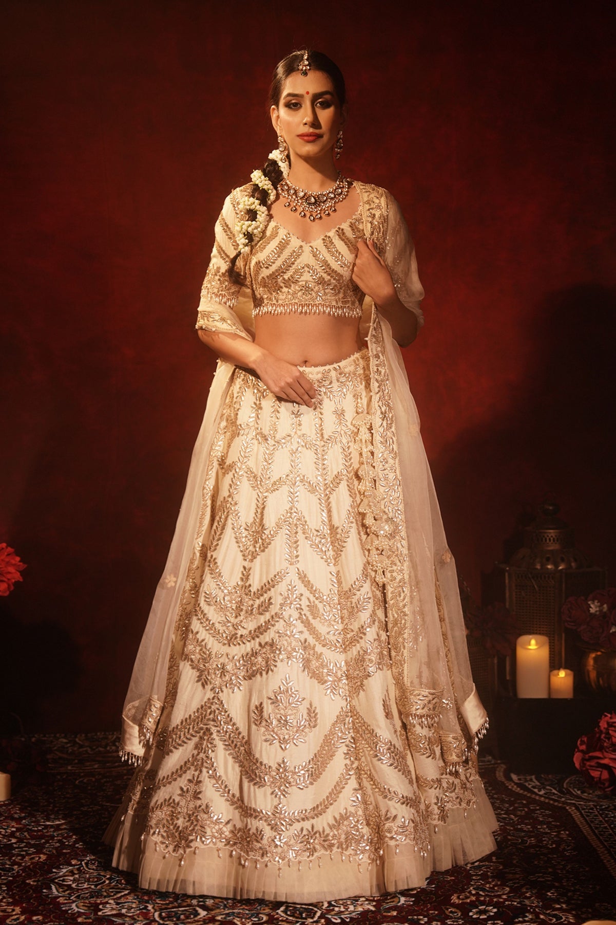 Ivory Gota Patti Lehenga Set
