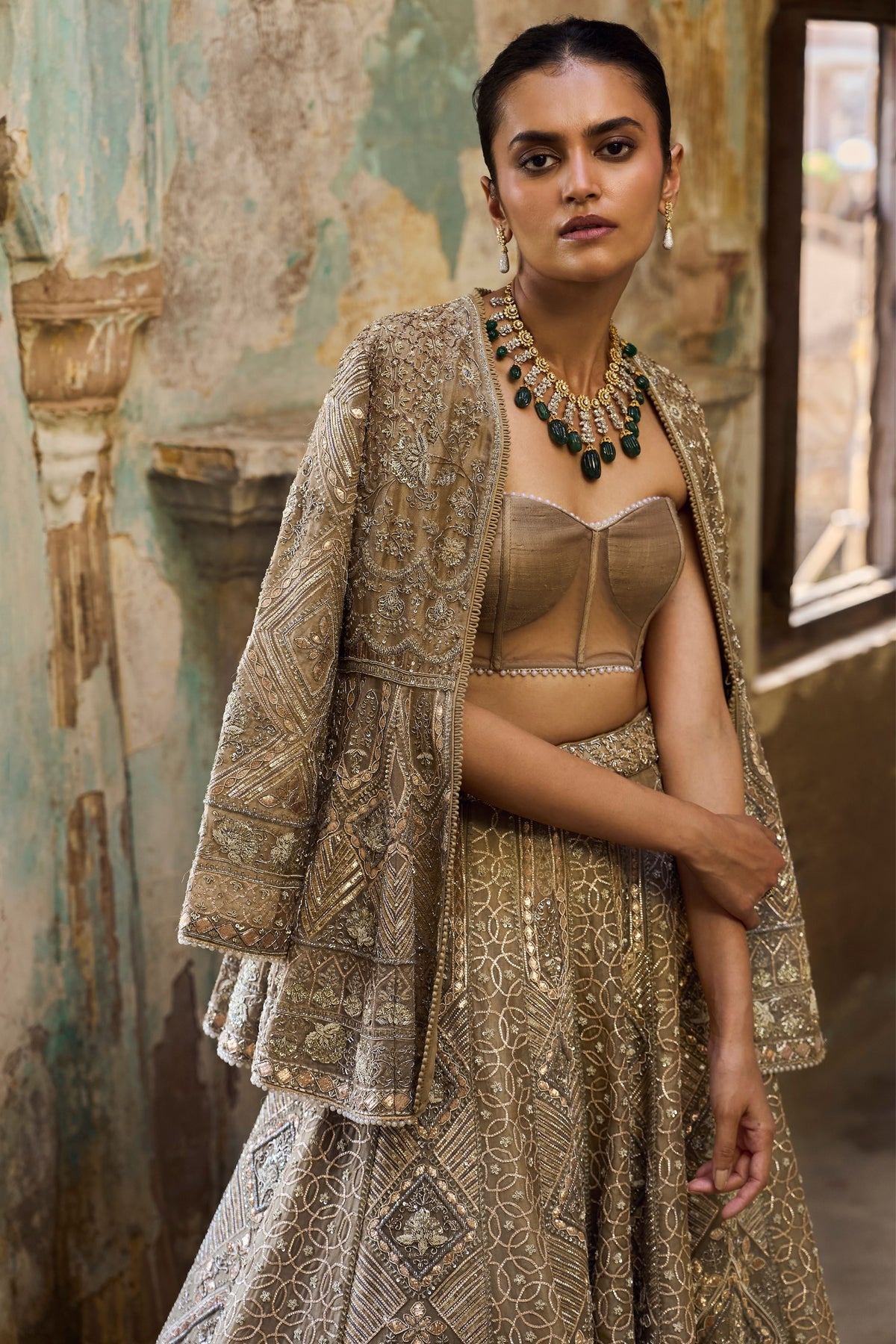Golden Beige Lehenga Set