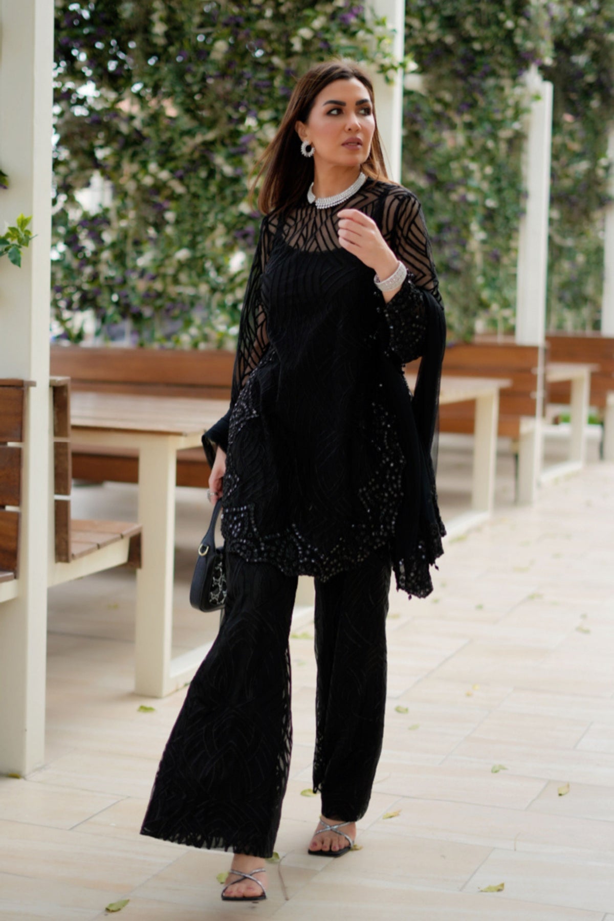 Black Tulle Palazzos