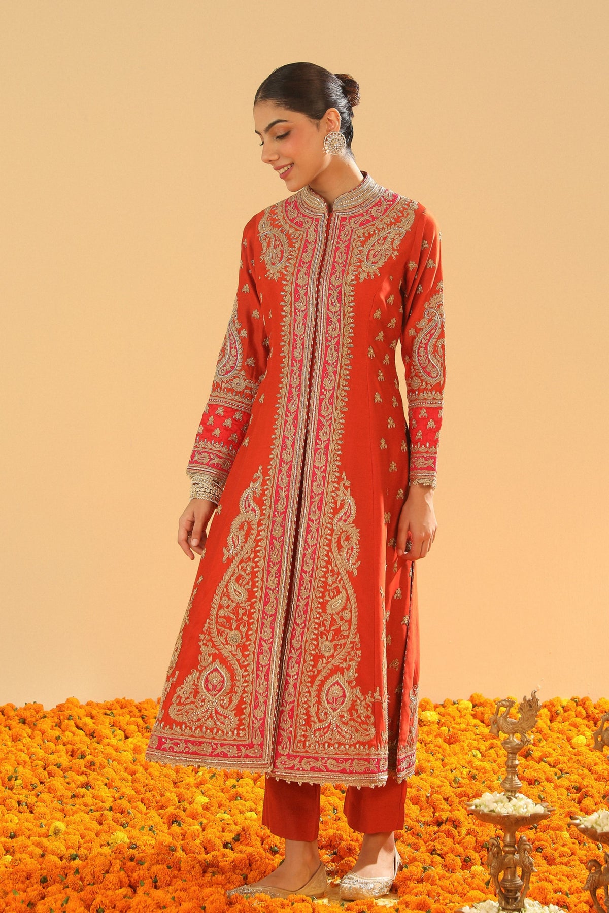 Burnt Orange A-line Jacket Set