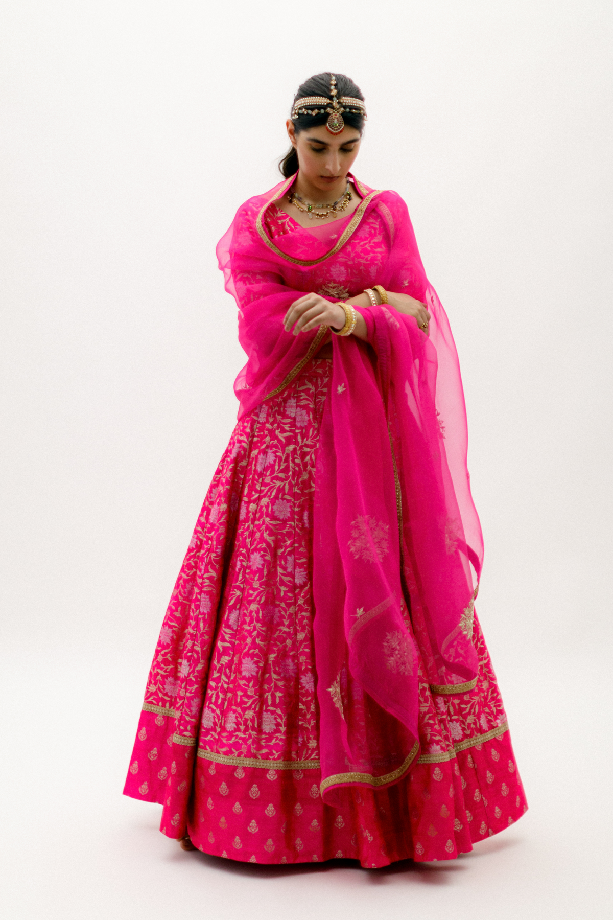 Pink Benarasi Silk Lehenga Set