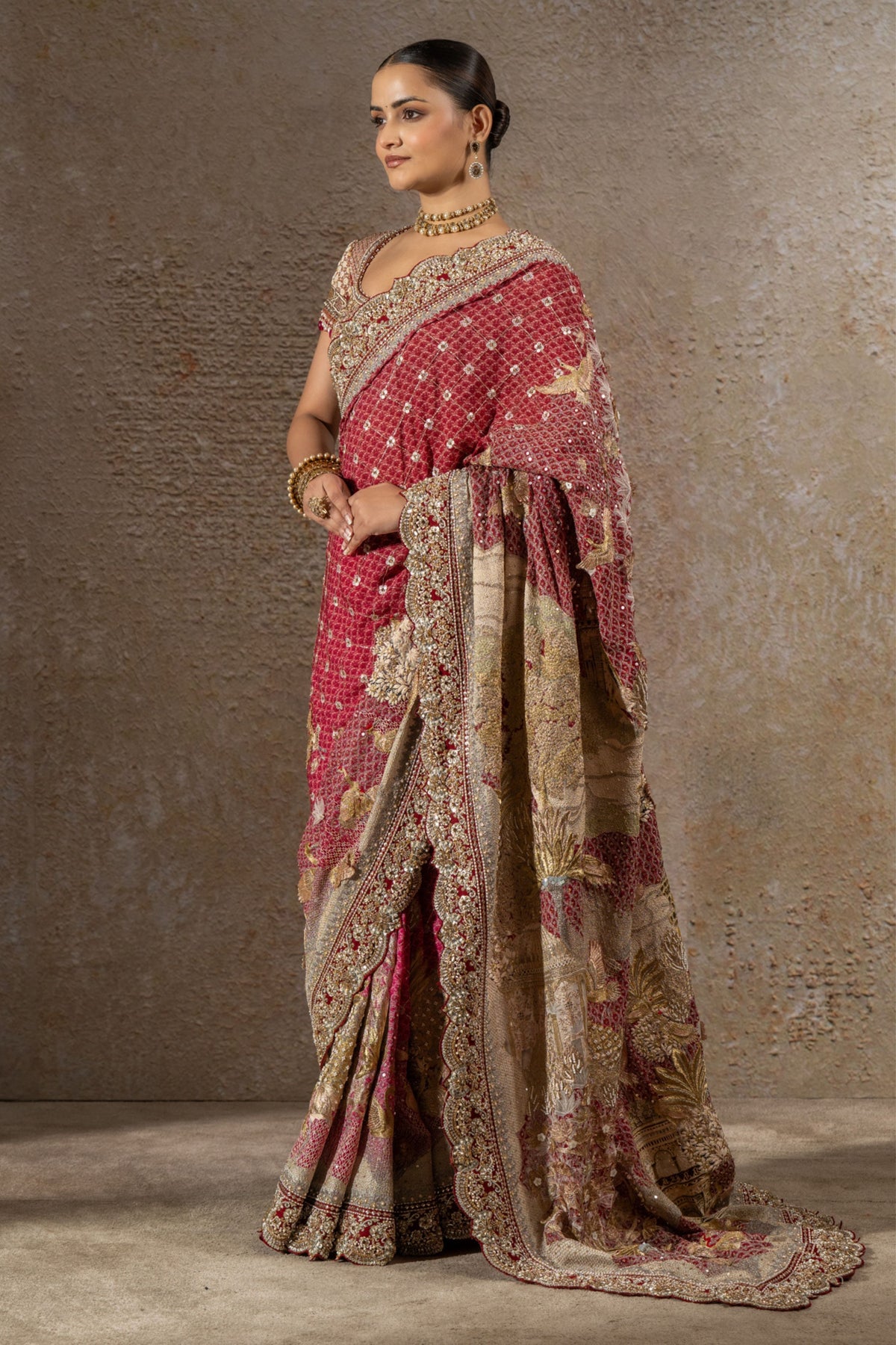 Red Embellished Pichwai Saree