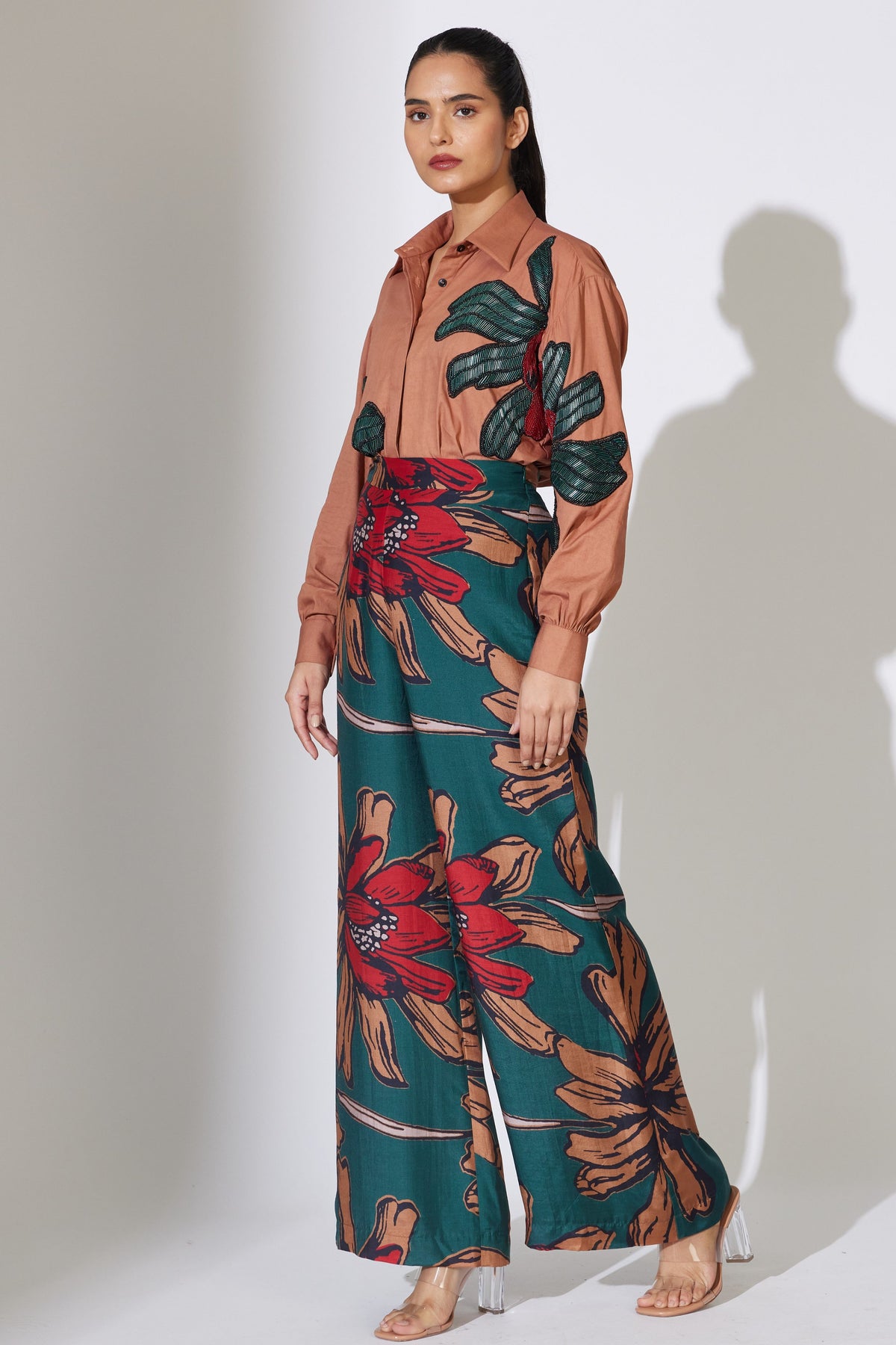Green and Red Floral Pant