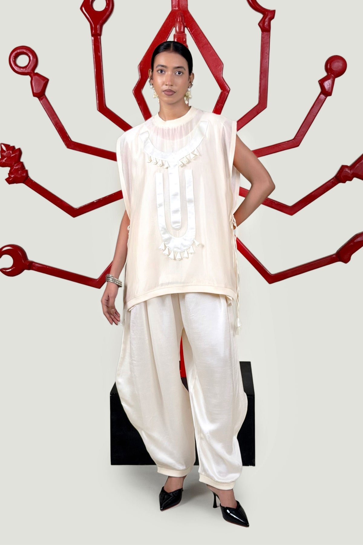 Off White Chanderi Co-Ord Set