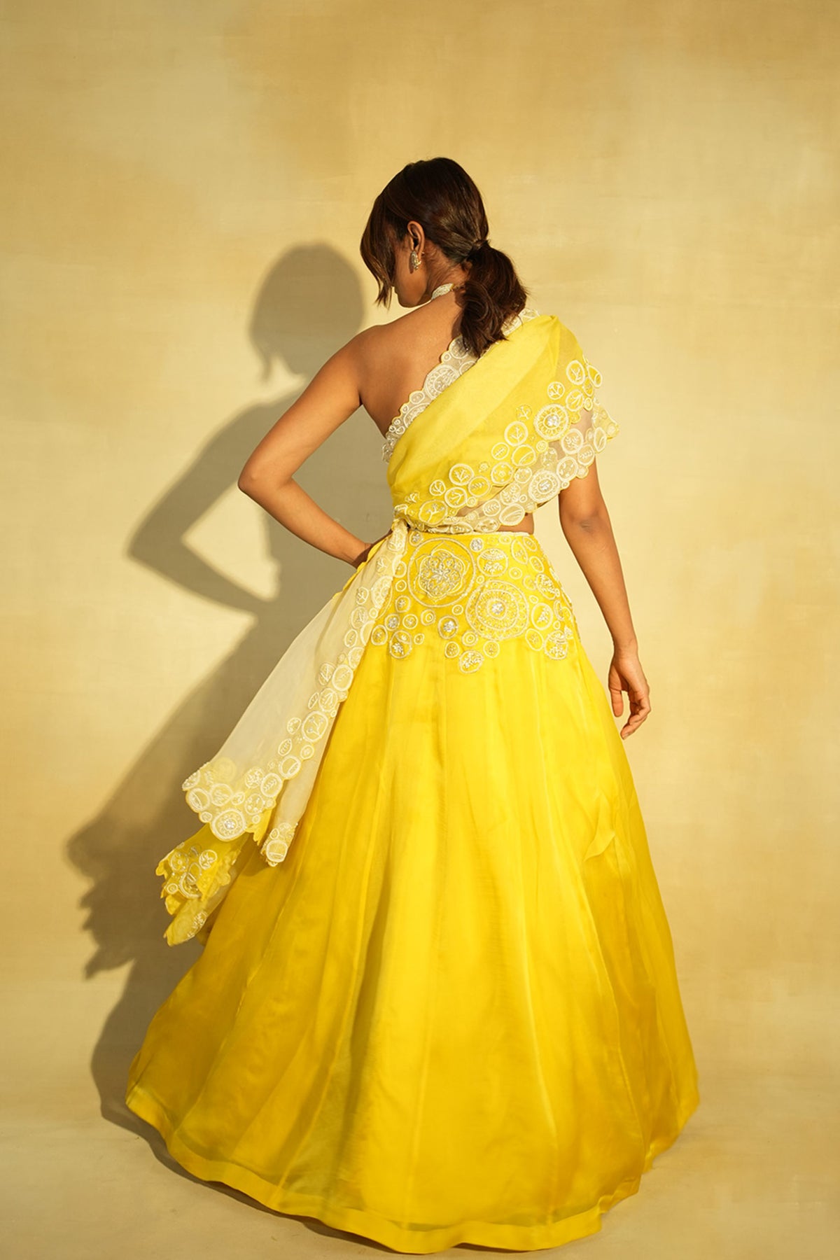 Lime Taarini Drape Lehenga Set
