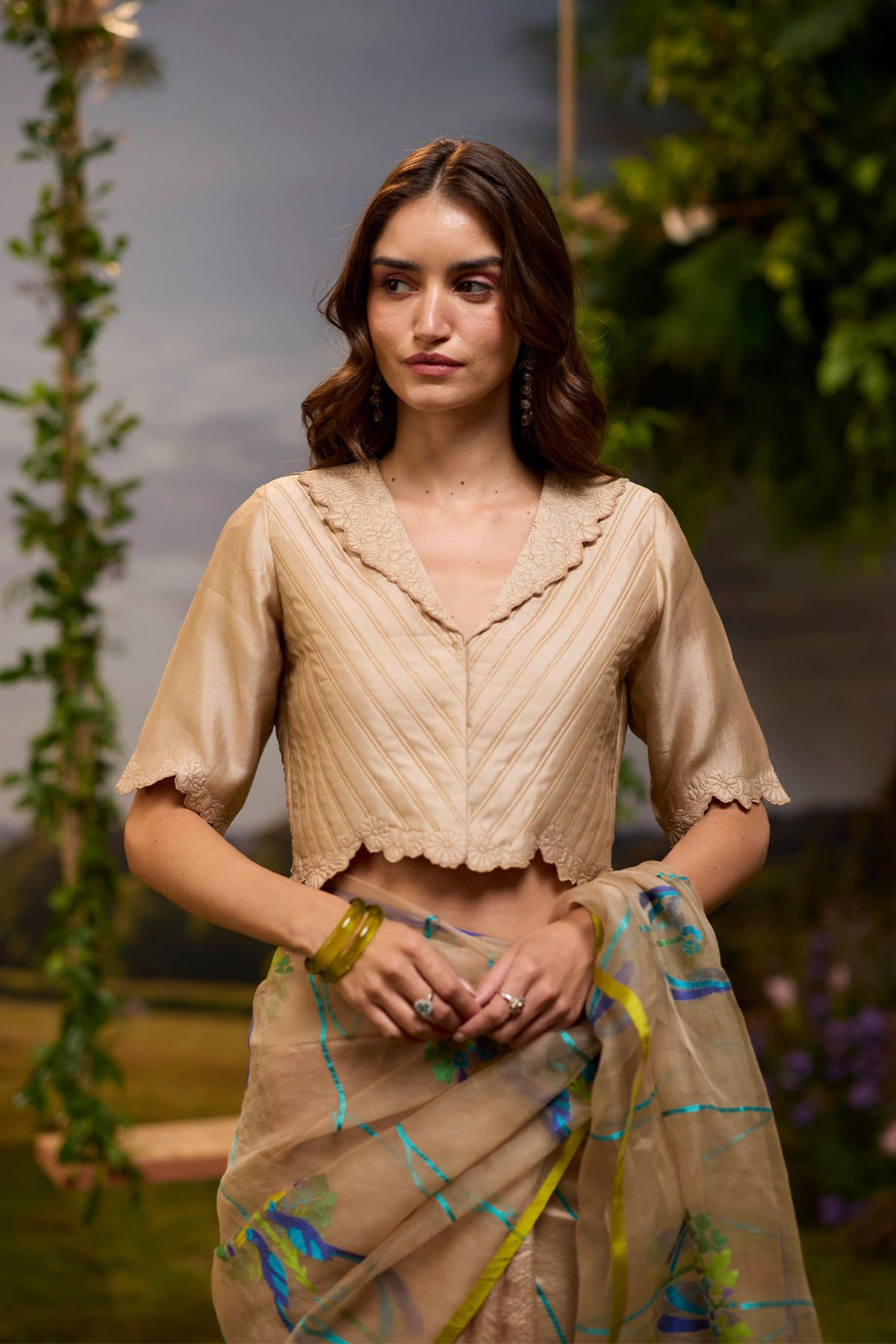 Cloudbloom Quilted Beige Blouse