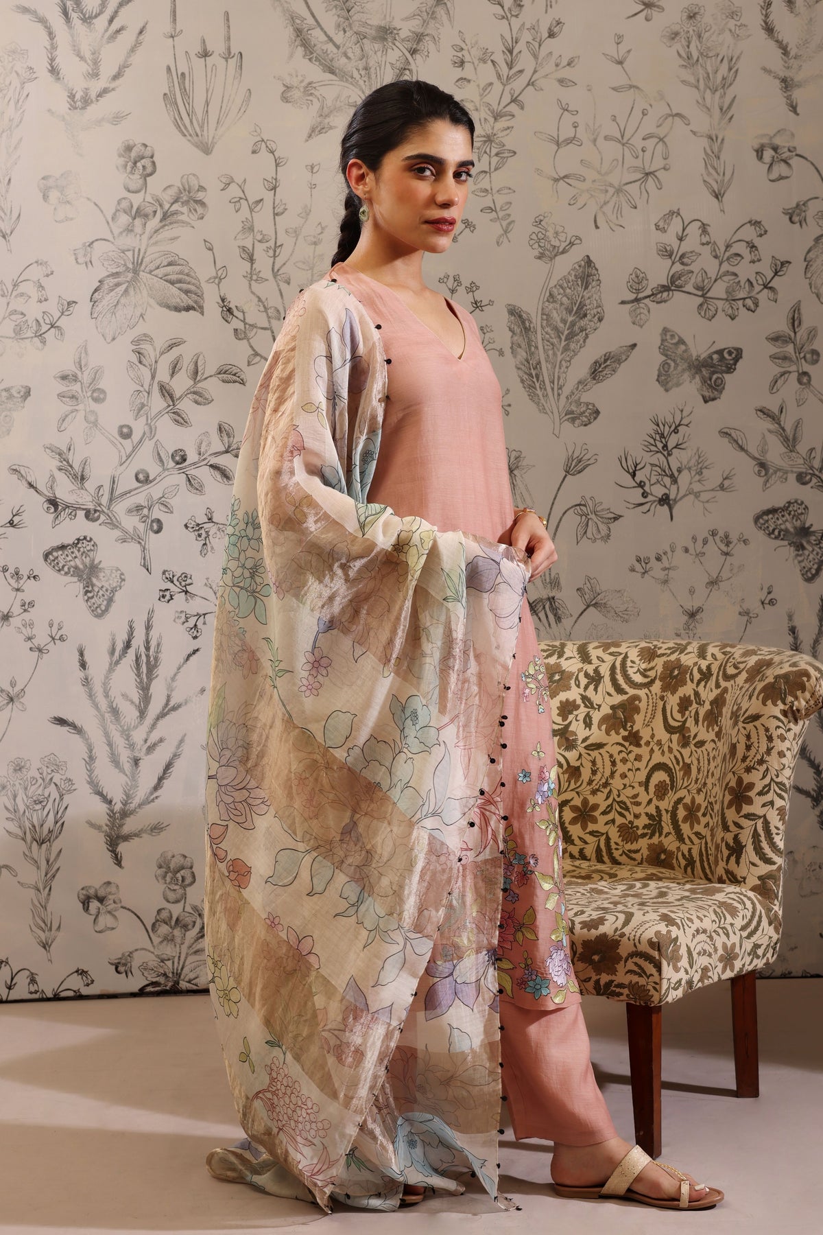 Vakya Peach Kurta Set