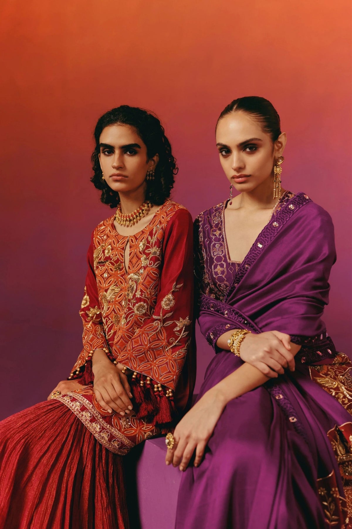 Red Gharara Set