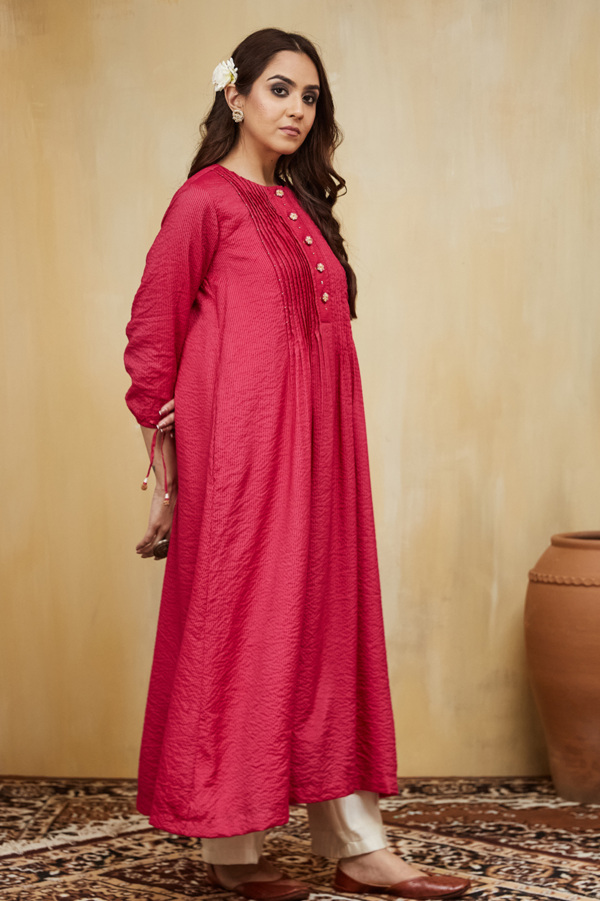 Pink Stripe Rashida Kurta Set