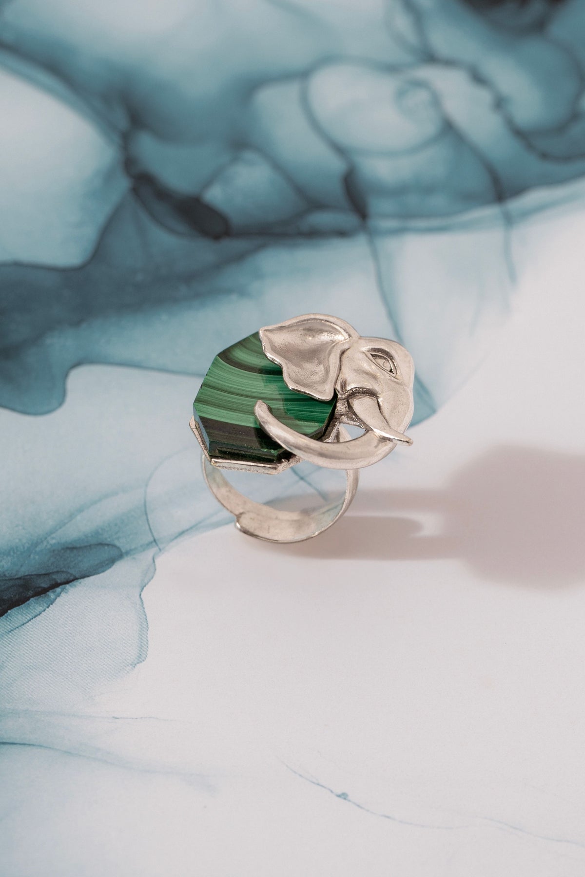 Ele Malachite Ring Silver