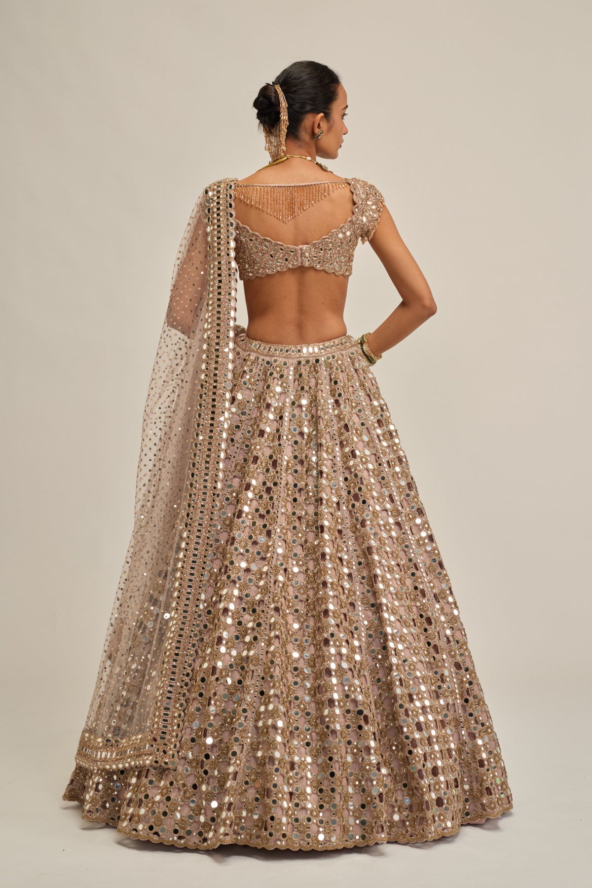 Ash Pink Mirror Lehenga Set