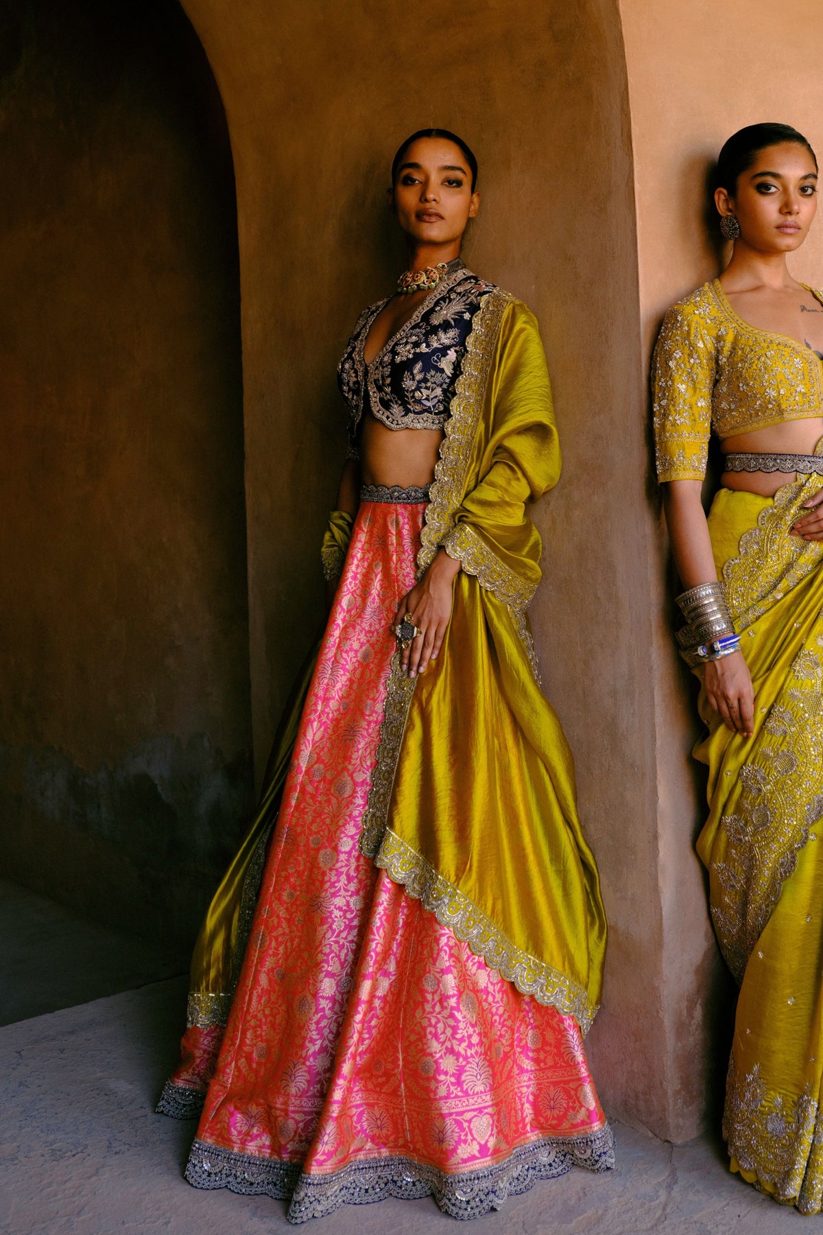 Hot Pink Embroidered Lehenga Set